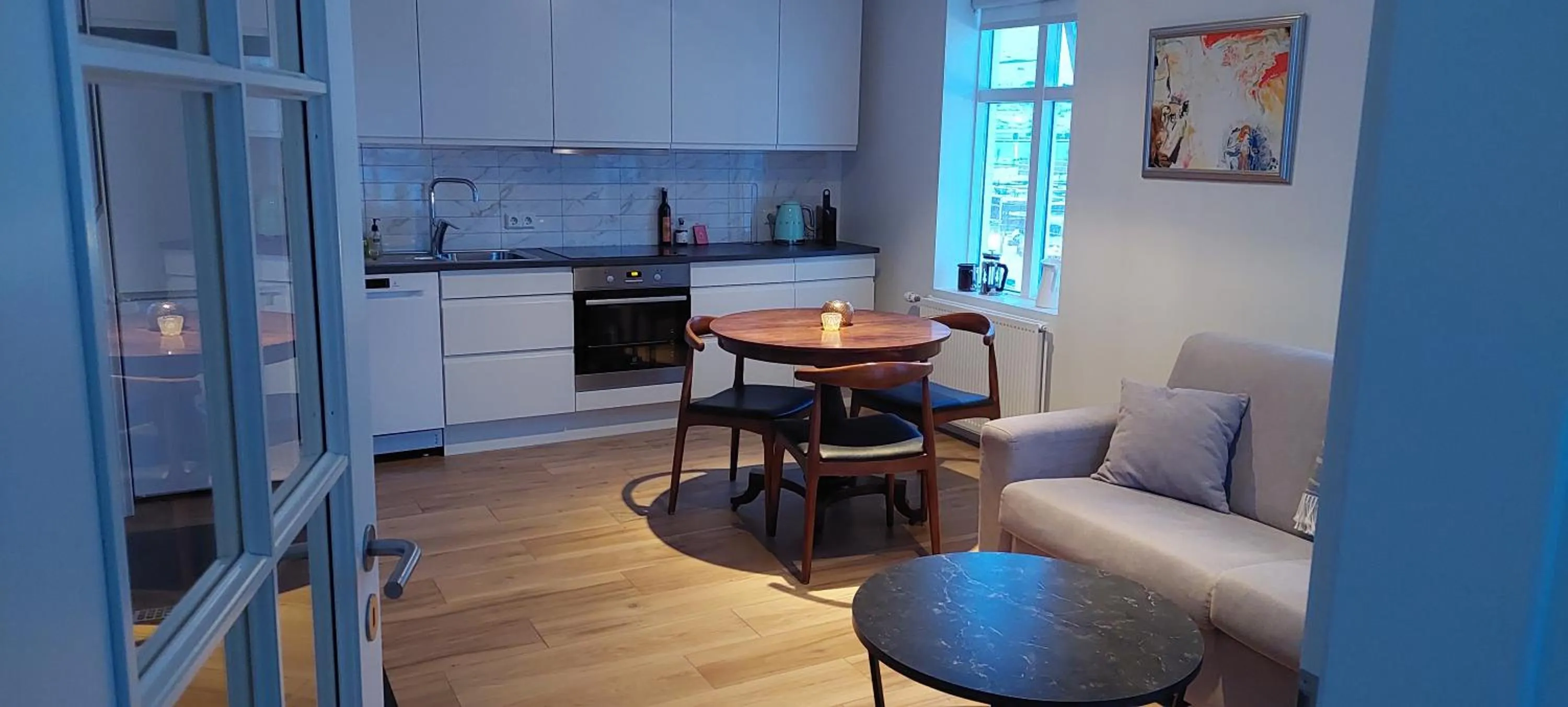 Kitchen or kitchenette in Hotel Akureyri