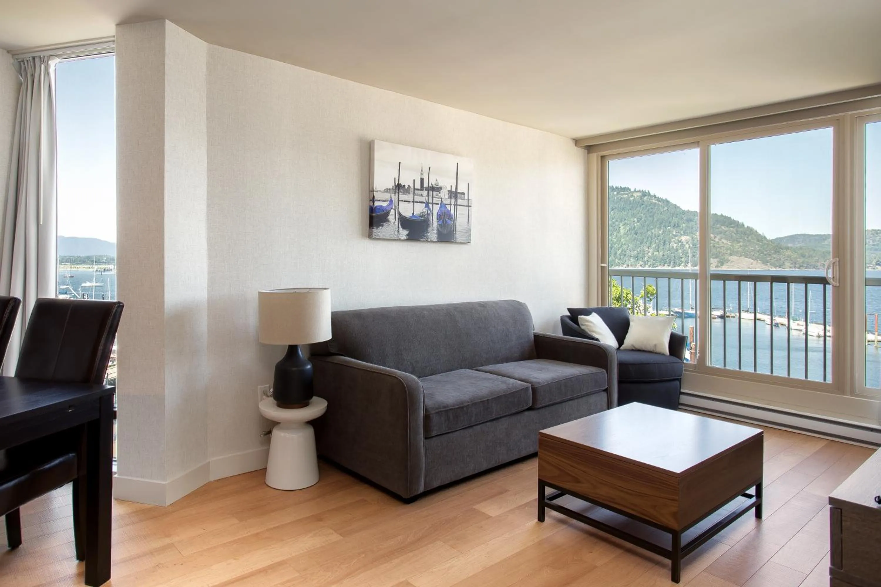 Living room in Oceanfront Suites at Cowichan Bay