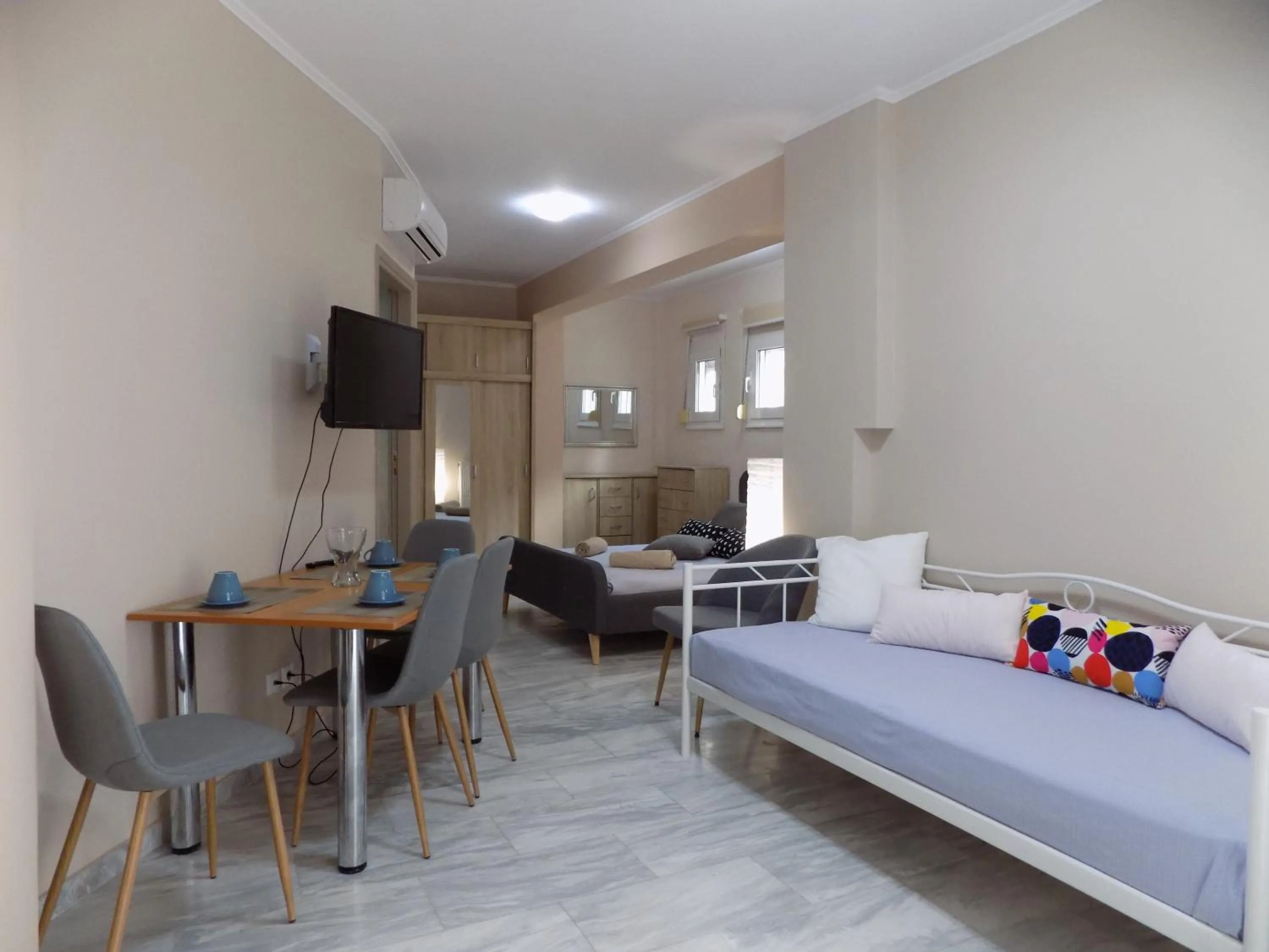 Seating area, Bed in Mastiha Villas in Town