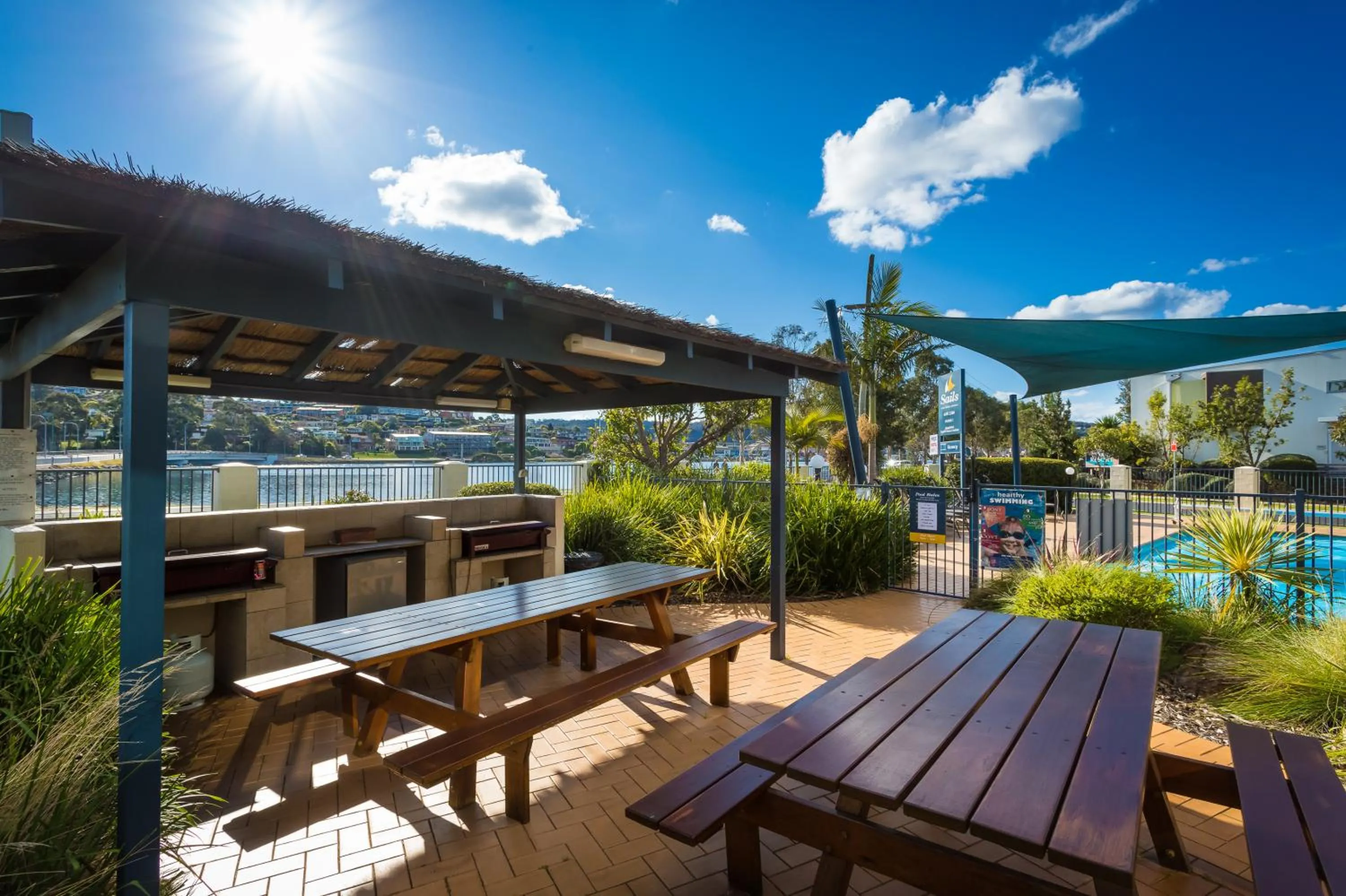 BBQ facilities in Sails Luxury Apartments Merimbula