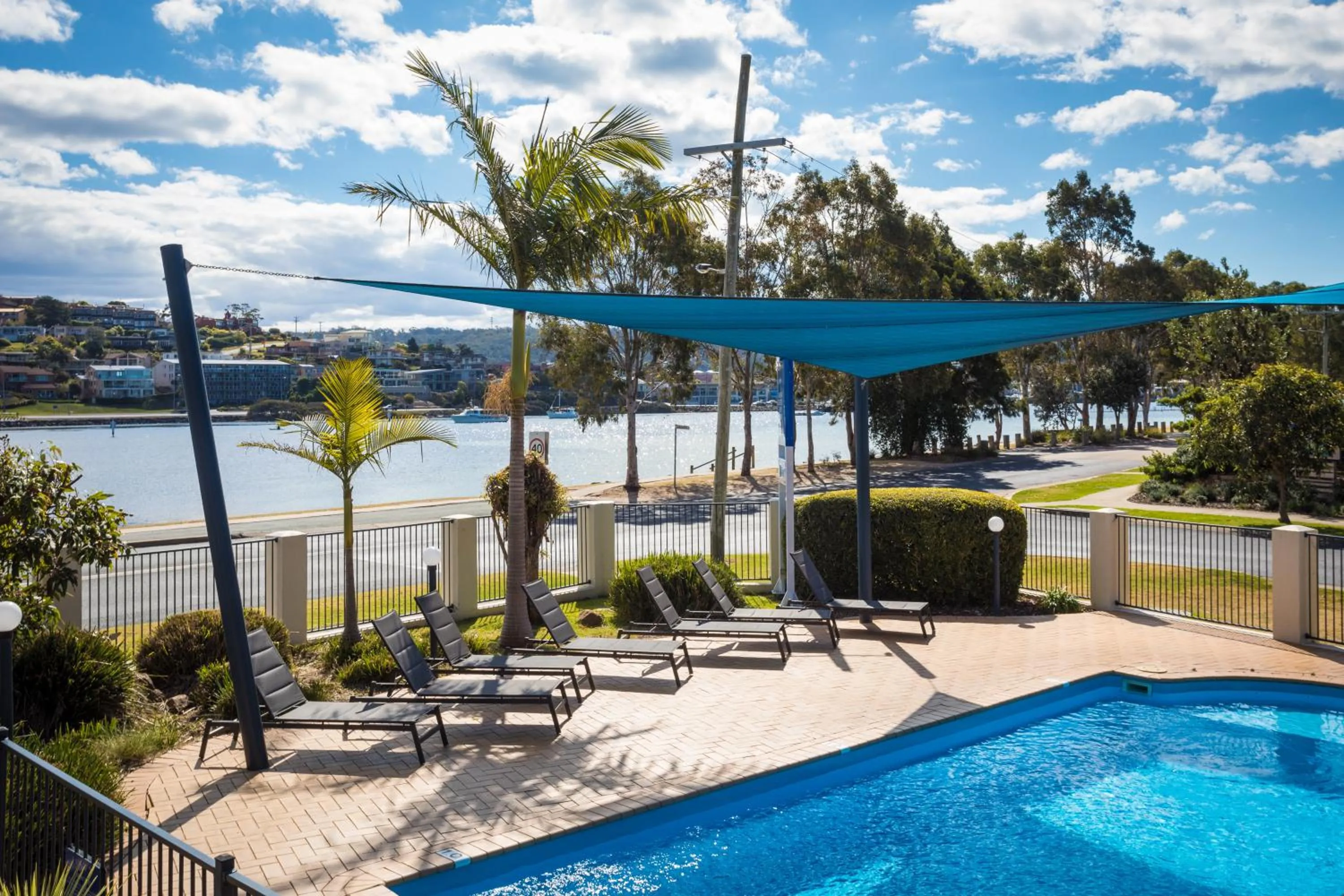 Pool view in Sails Luxury Apartments Merimbula