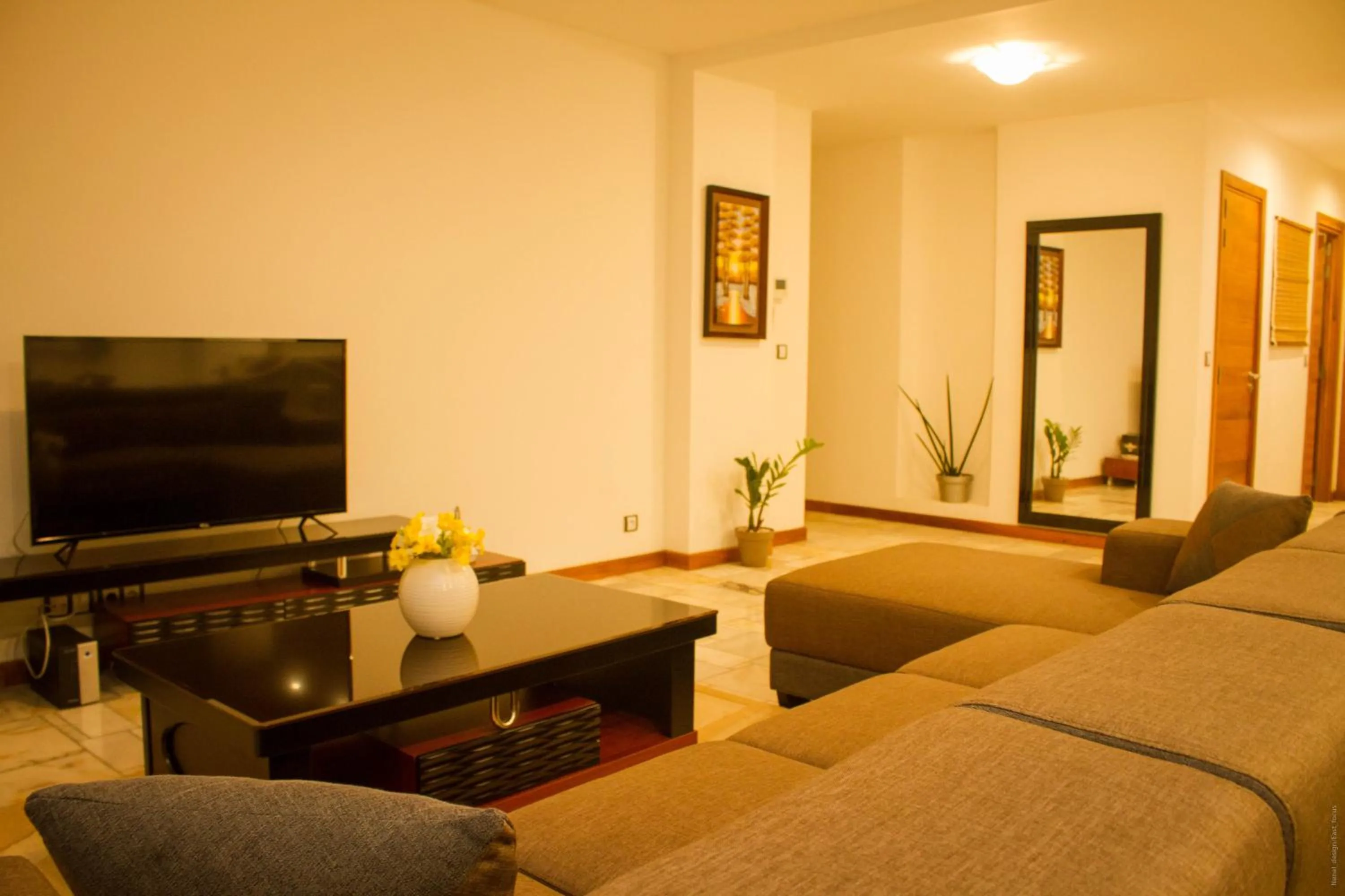 Living room in The Streamliner Hotel Apartment