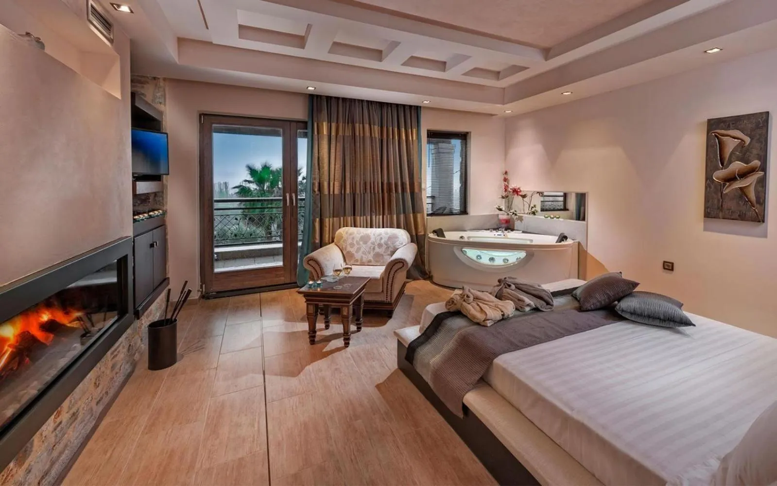 Bed in Iakovakis Suites & Spa