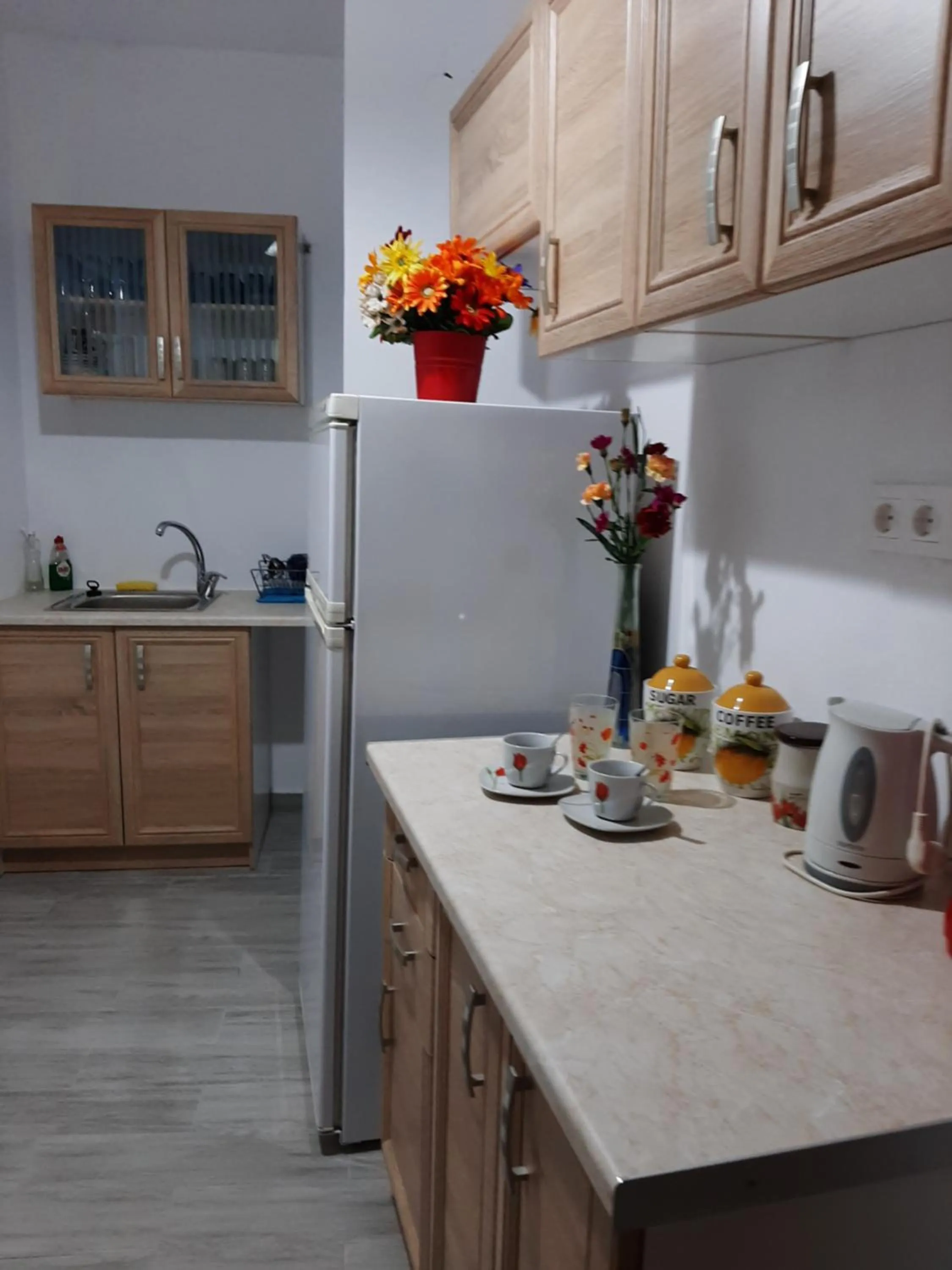 Communal kitchen in Mouria Hotel