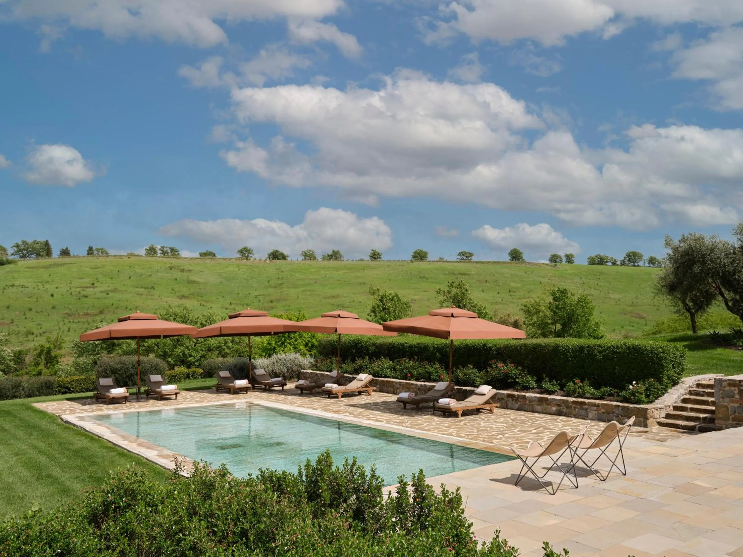Pool view in Rosewood Castiglion del Bosco