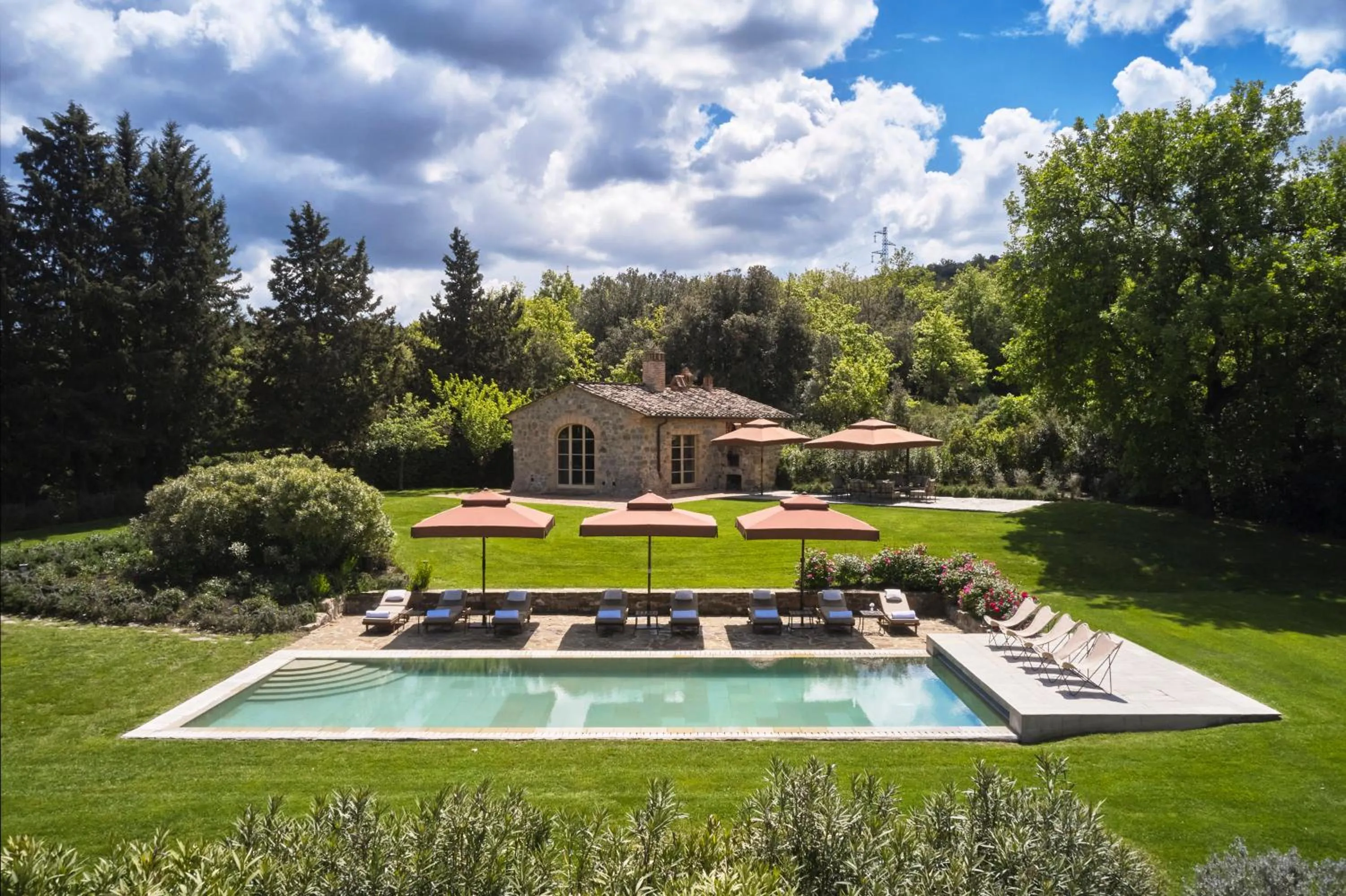Pool view in Rosewood Castiglion del Bosco