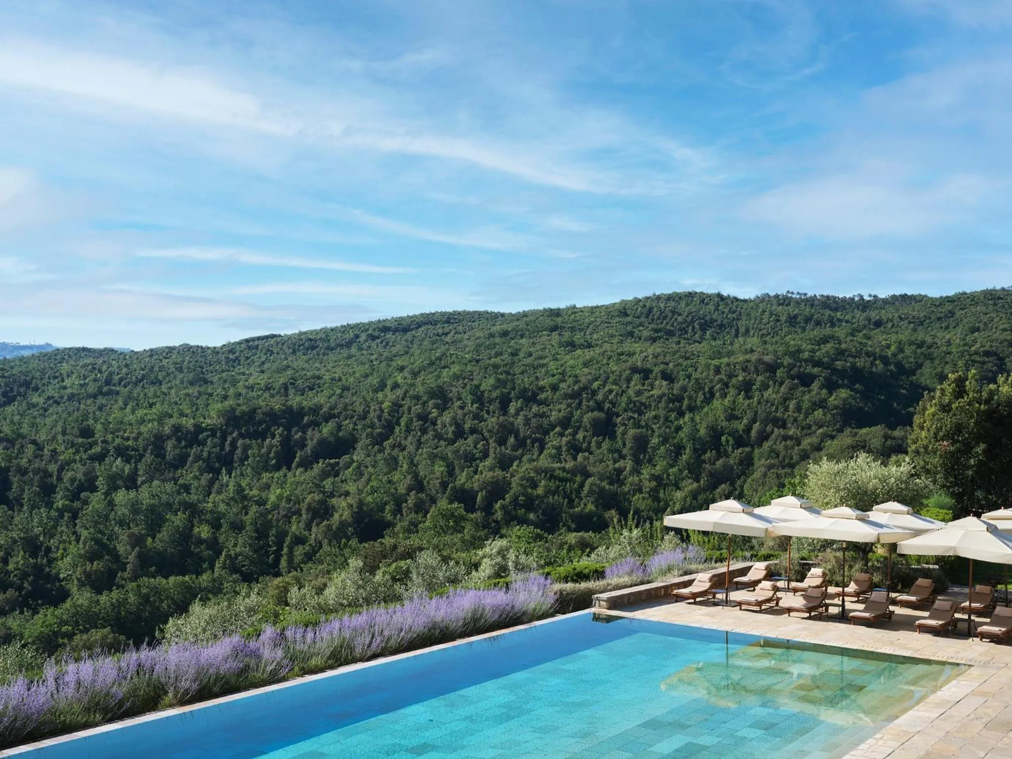 Pool view in Rosewood Castiglion del Bosco
