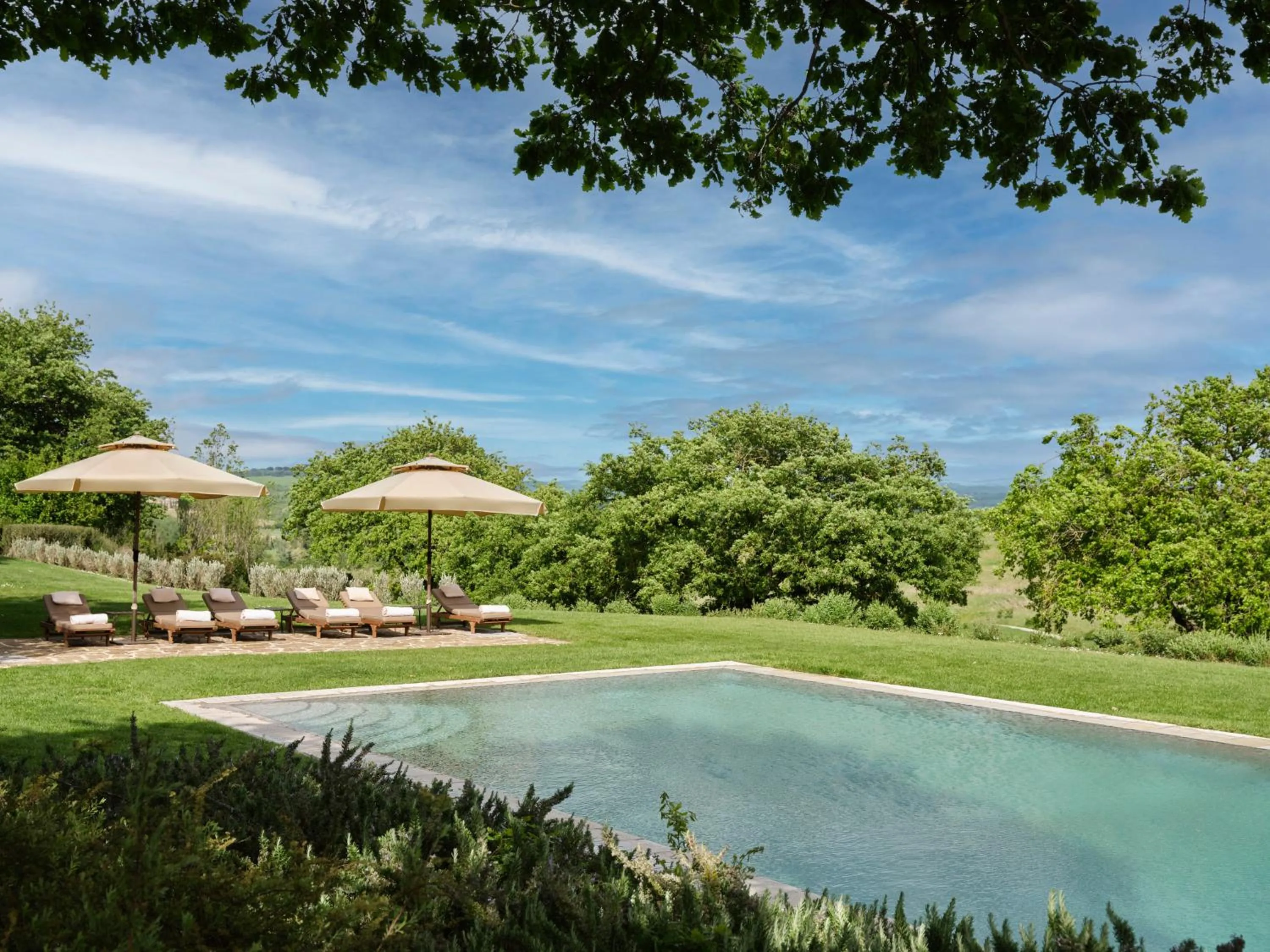 Pool view in Rosewood Castiglion del Bosco
