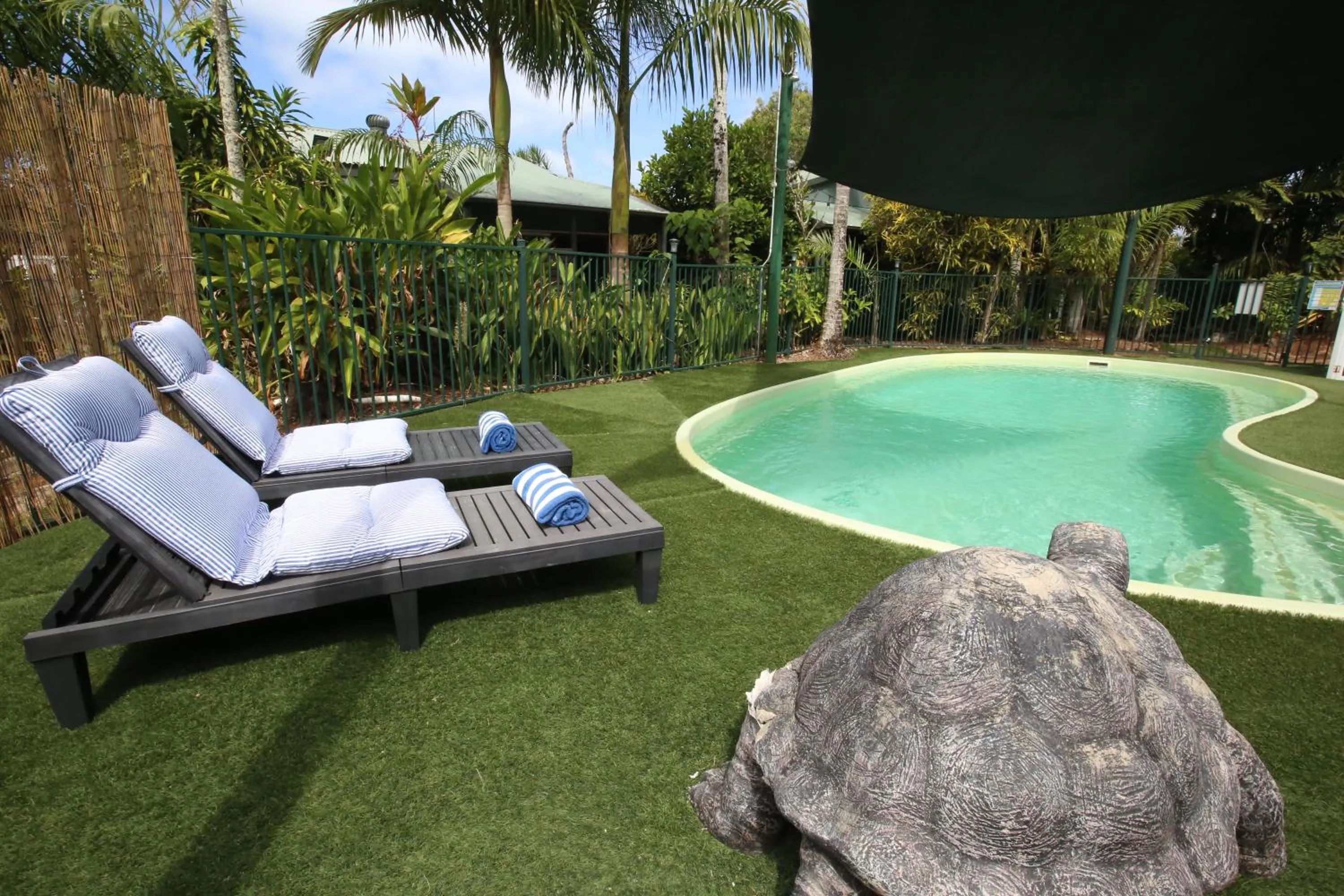 Pool view in Rainforest Motel