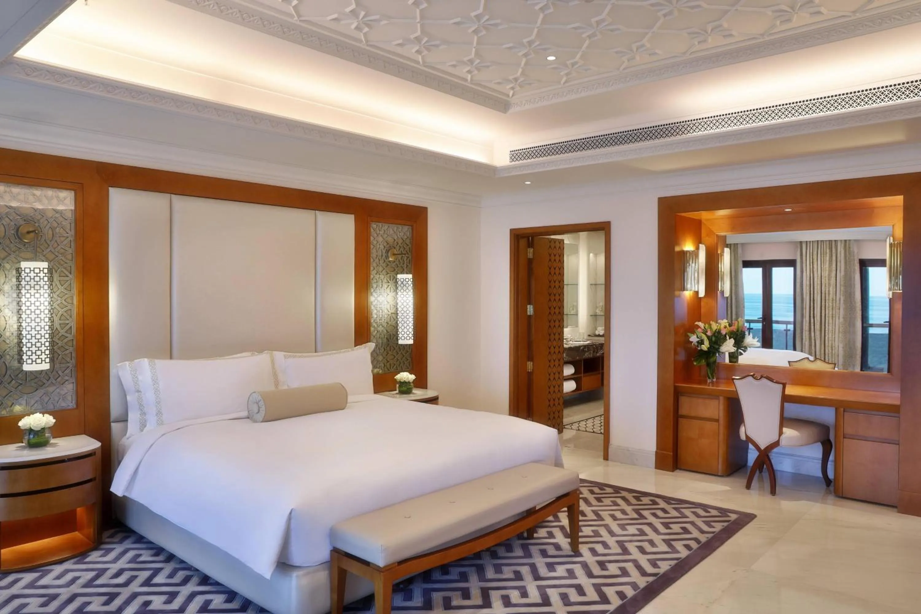 Bedroom, Bed in Al Bustan Palace, a Ritz-Carlton Hotel