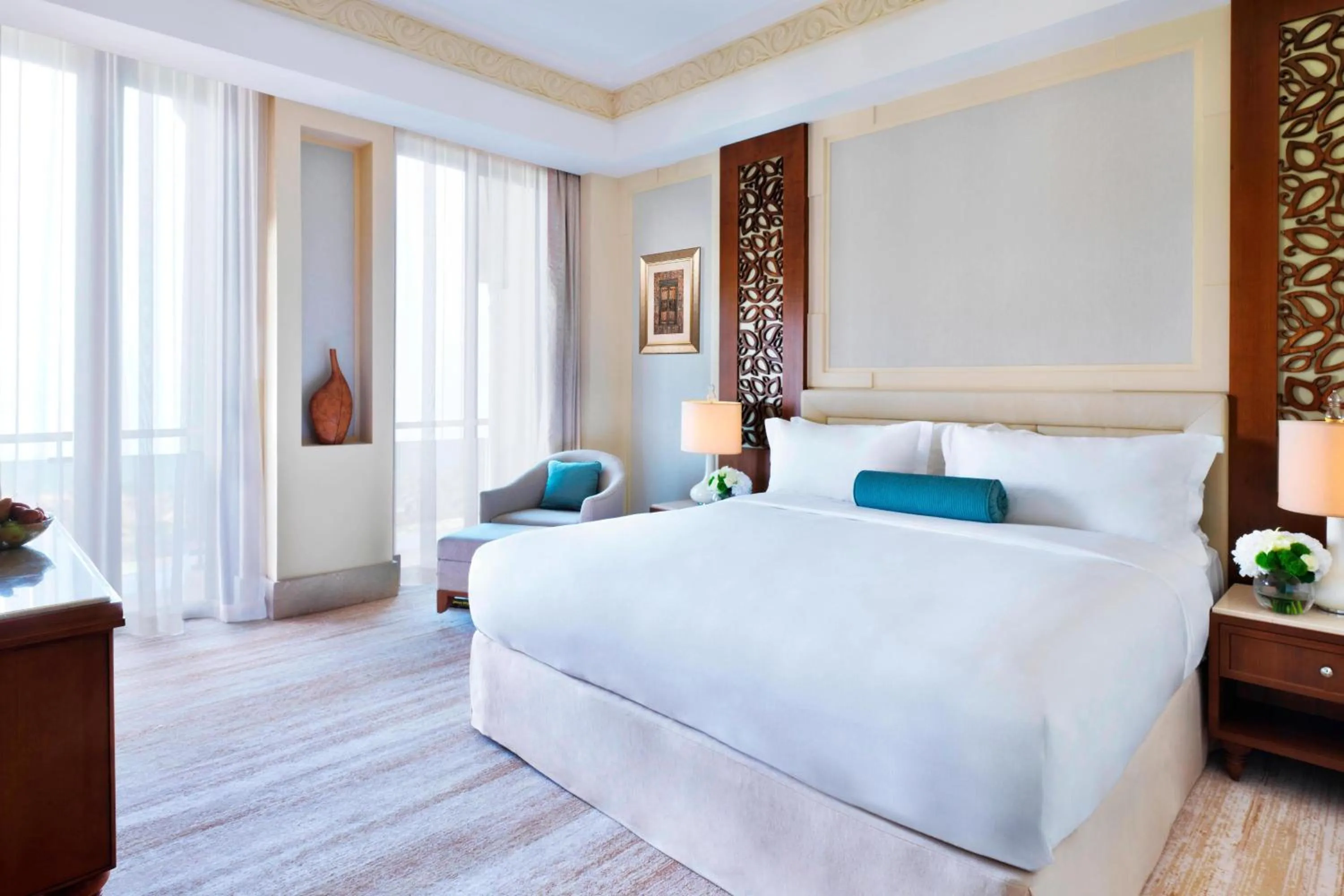 Photo of the whole room, Bed in Al Bustan Palace, a Ritz-Carlton Hotel