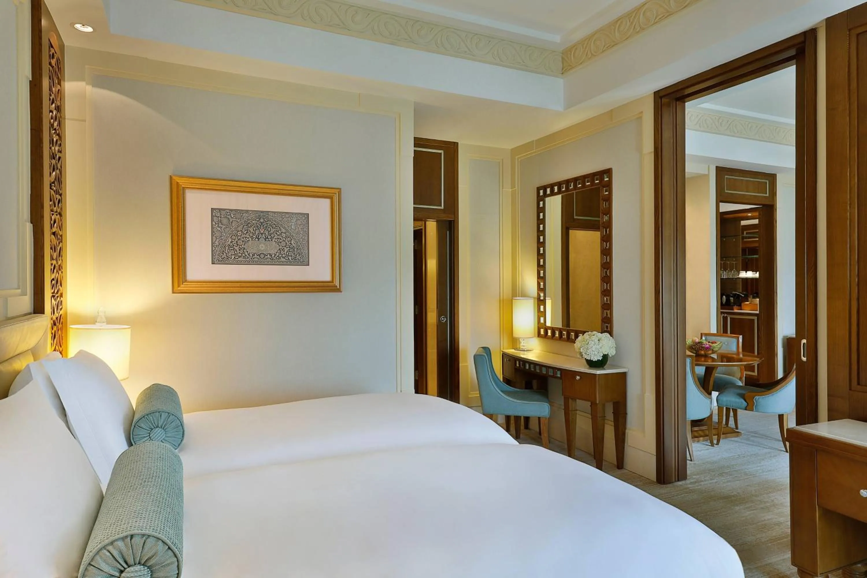 Bedroom, Bed in Al Bustan Palace, a Ritz-Carlton Hotel