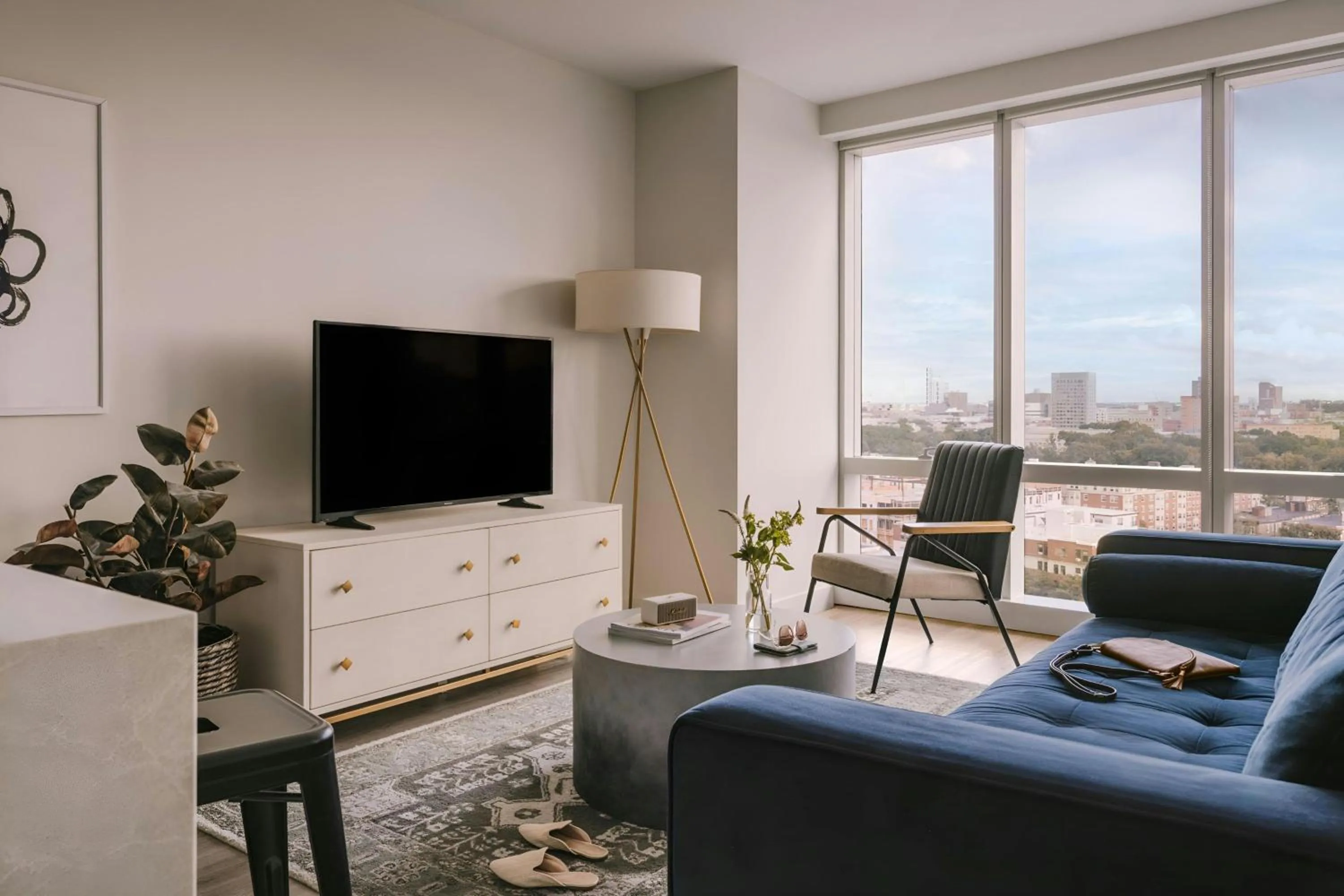 Living room in Sonder by Marriott Bonvoy Pierce Boston Apartments Fenway