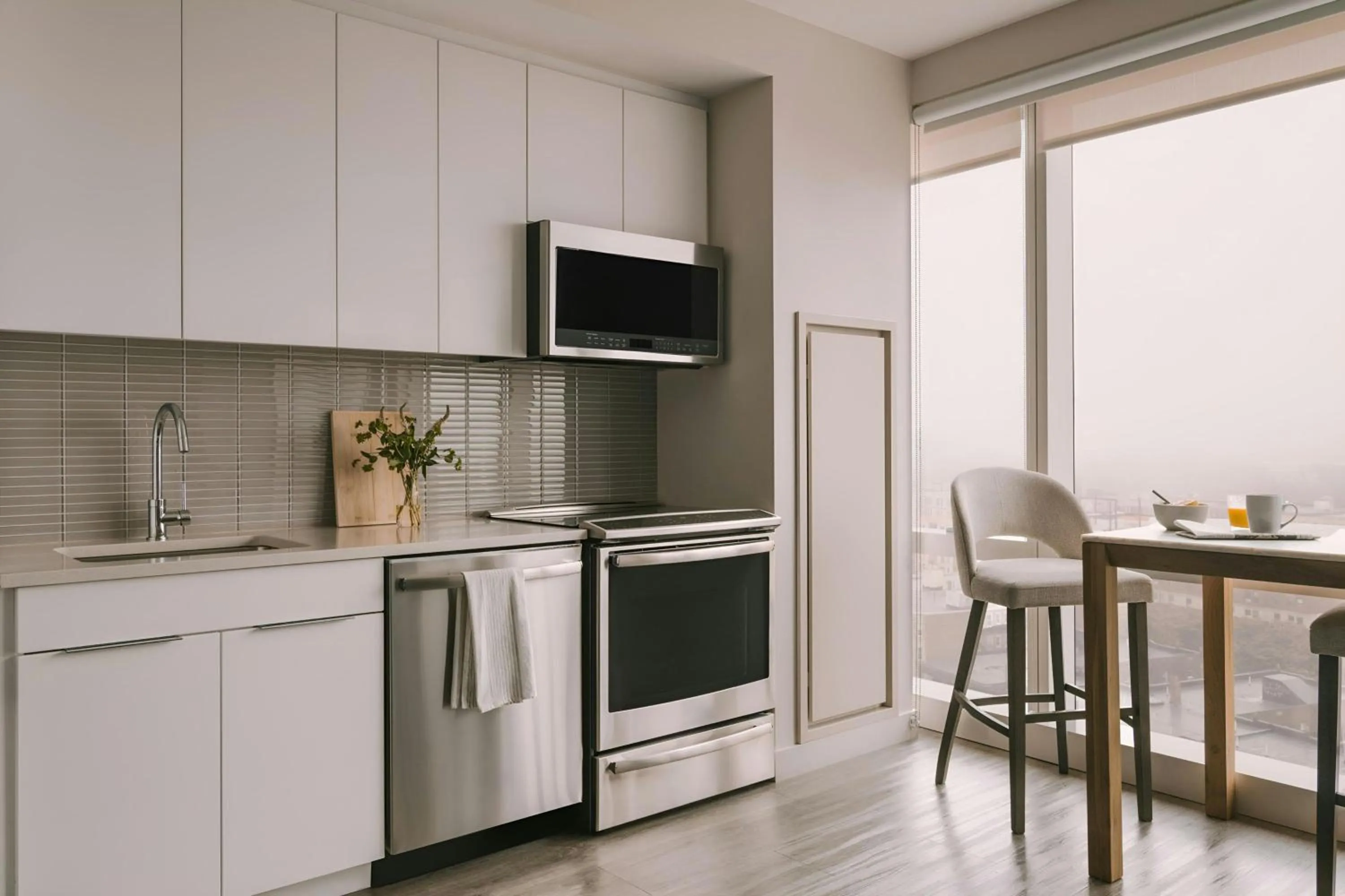 Kitchen or kitchenette in Sonder by Marriott Bonvoy Pierce Boston Apartments Fenway