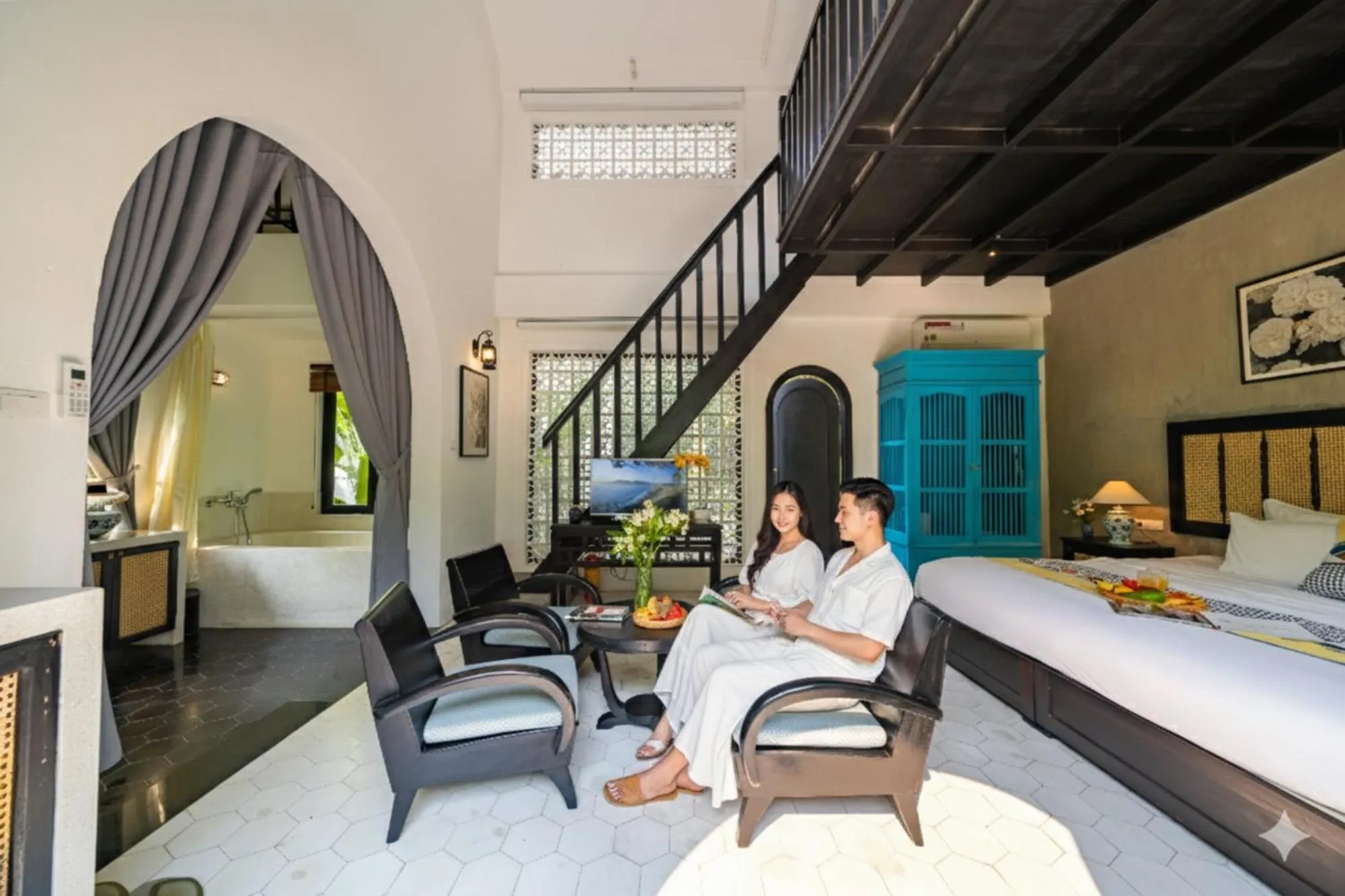 Living room, Bed in Nghé Garden Resort Hội An