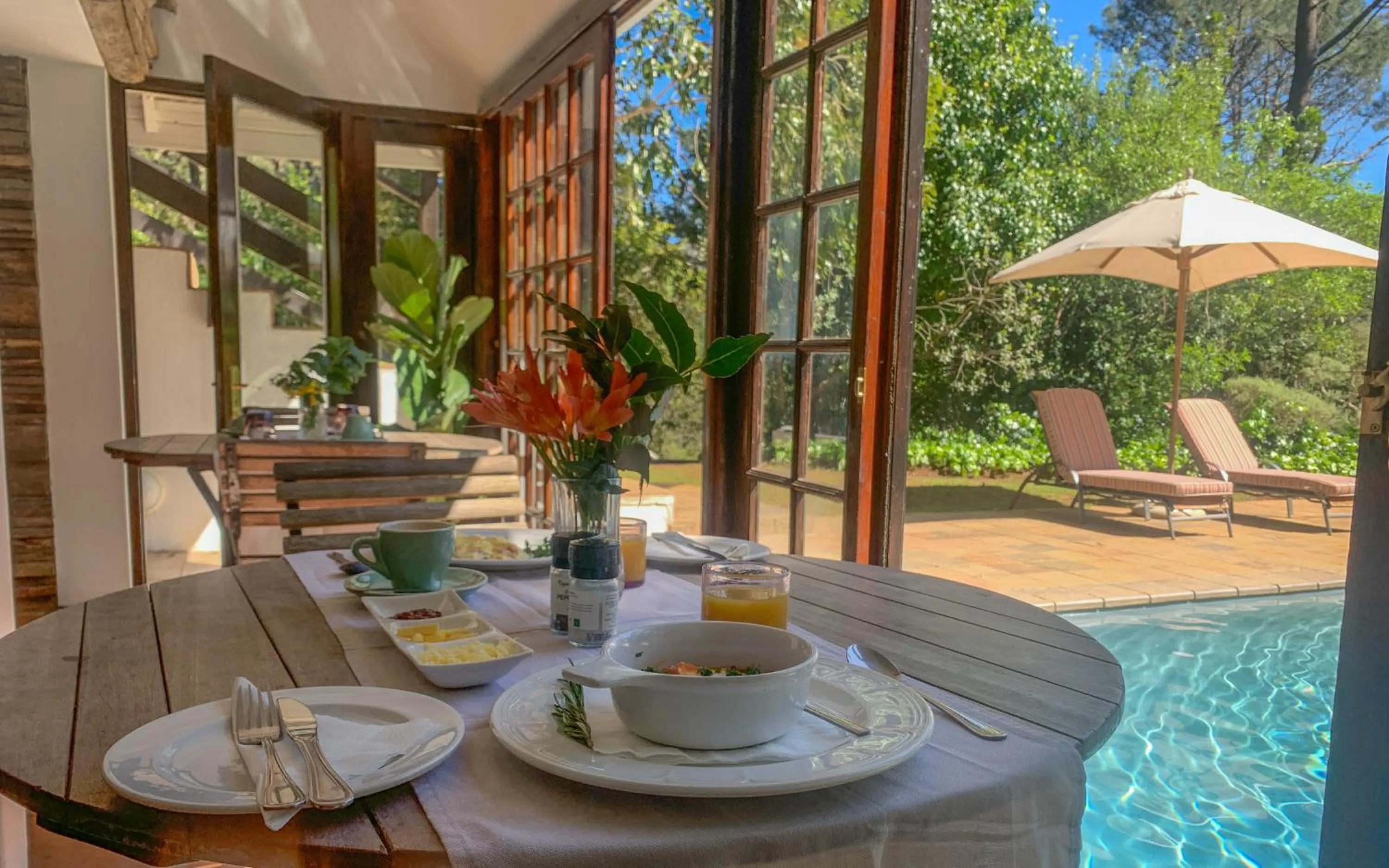 Pool view in Silvermist Organic Wine Estate