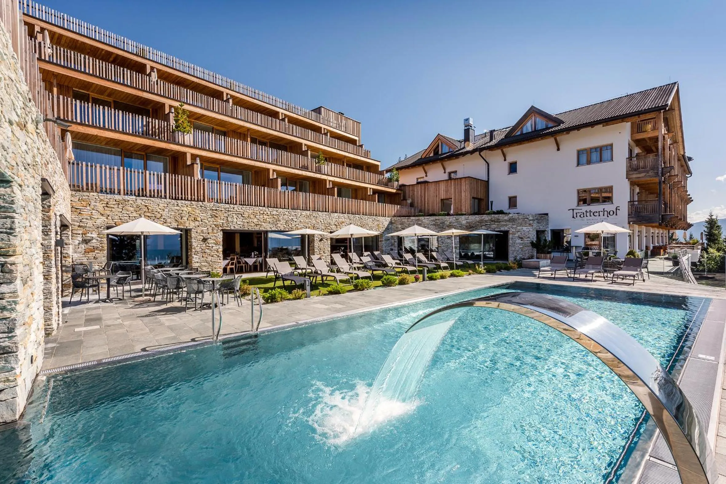 Facade/entrance in Tratterhof Mountain Sky Hotel