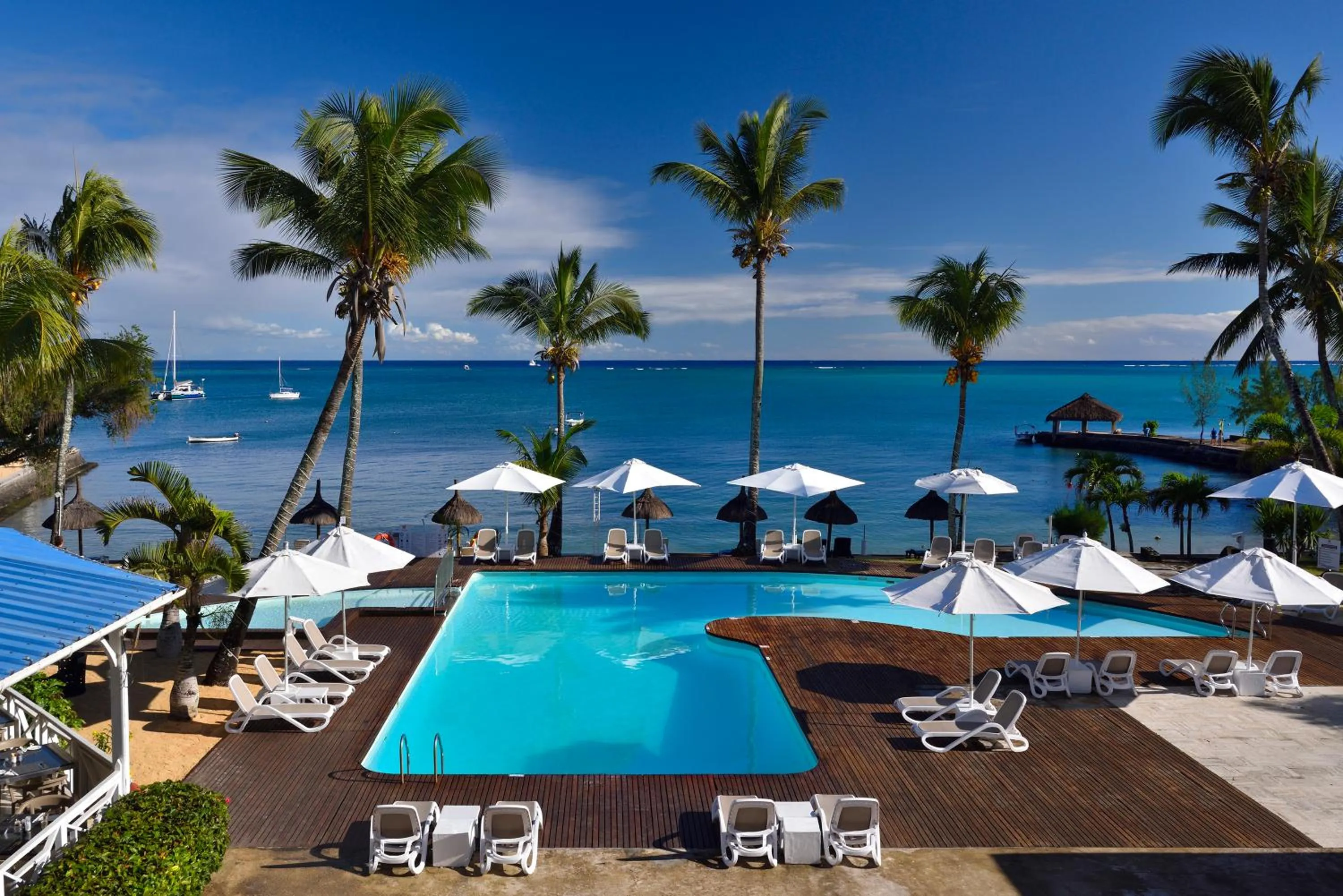 Pool view in Coral Azur Beach Resort Mont Choisy