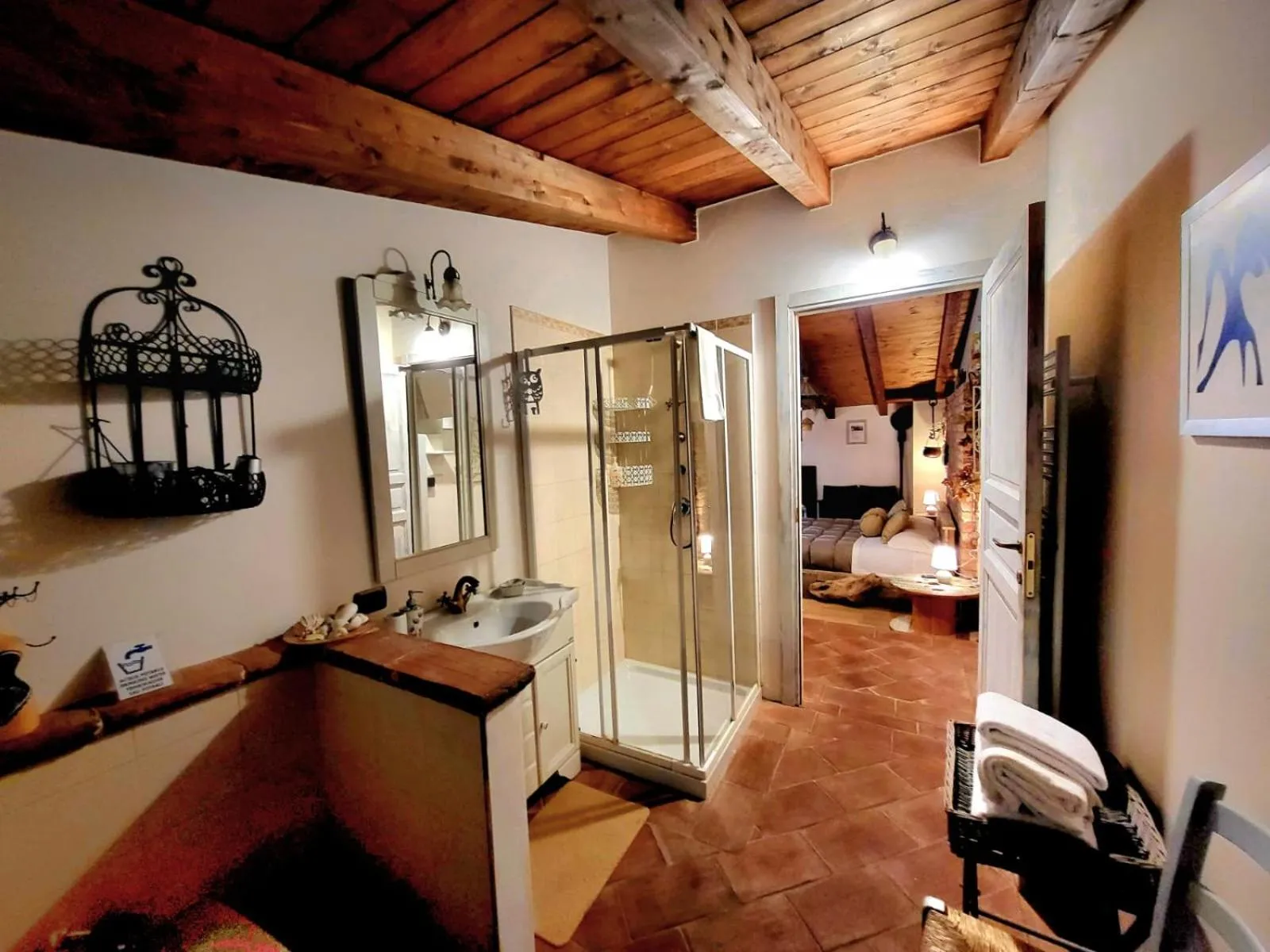 Bathroom, Bed in B&B Relais Cascina al Campaccio