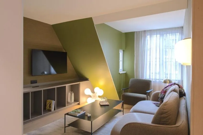 Seating area, Bed in Logis Hôtel Restaurant Au Cerf d'Or