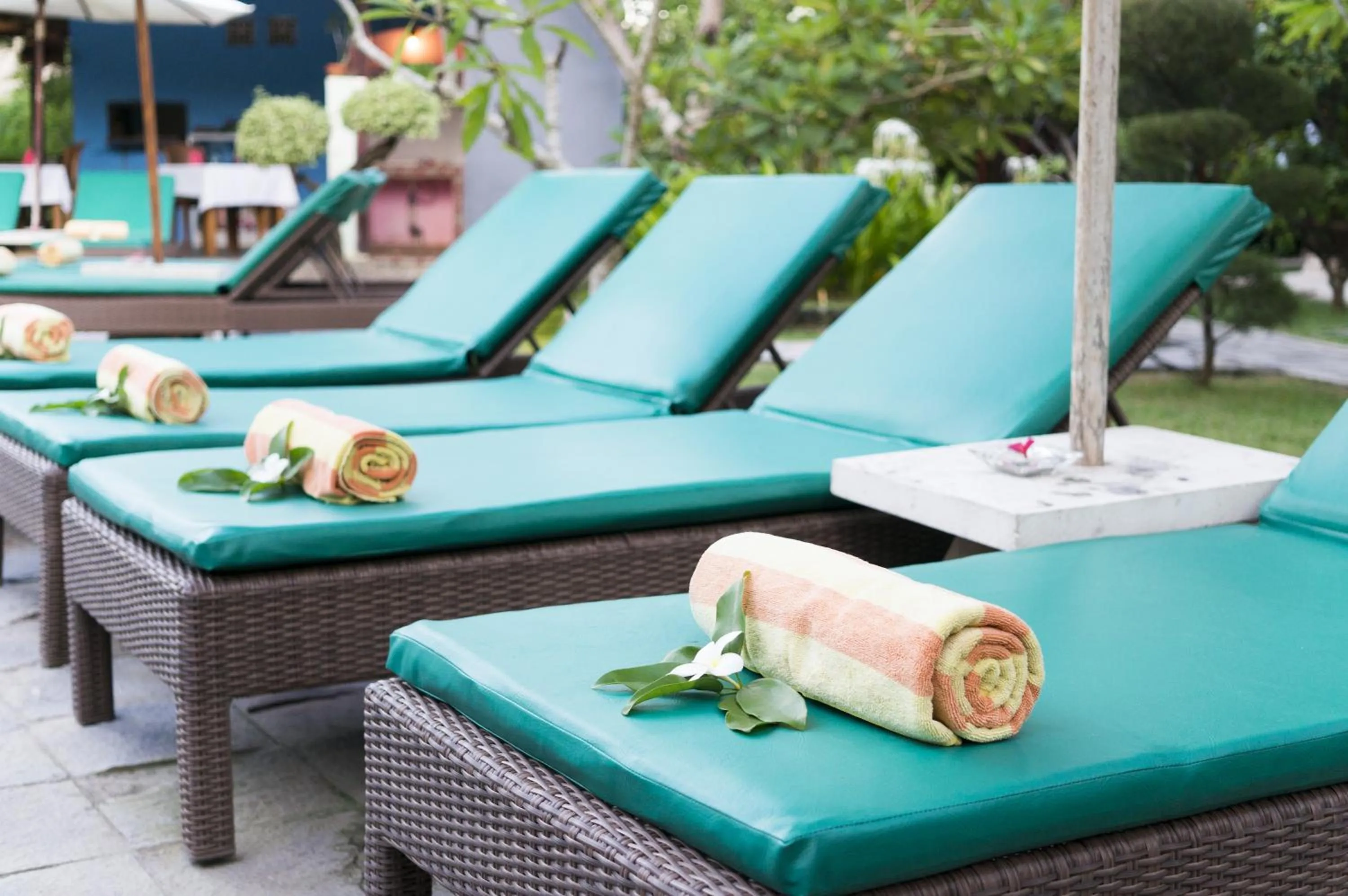 Pool view in Nanuk's Bungalows