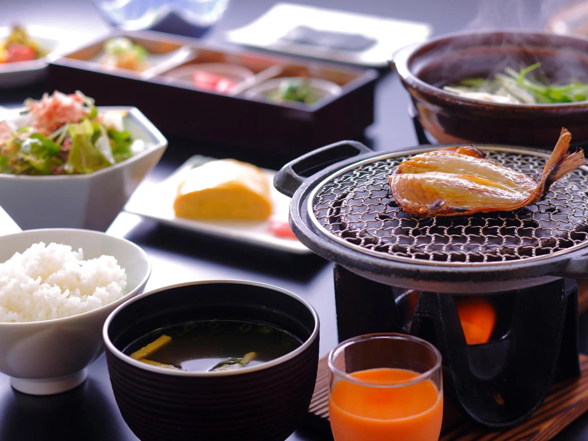 Asian breakfast in Kotohira Kadan