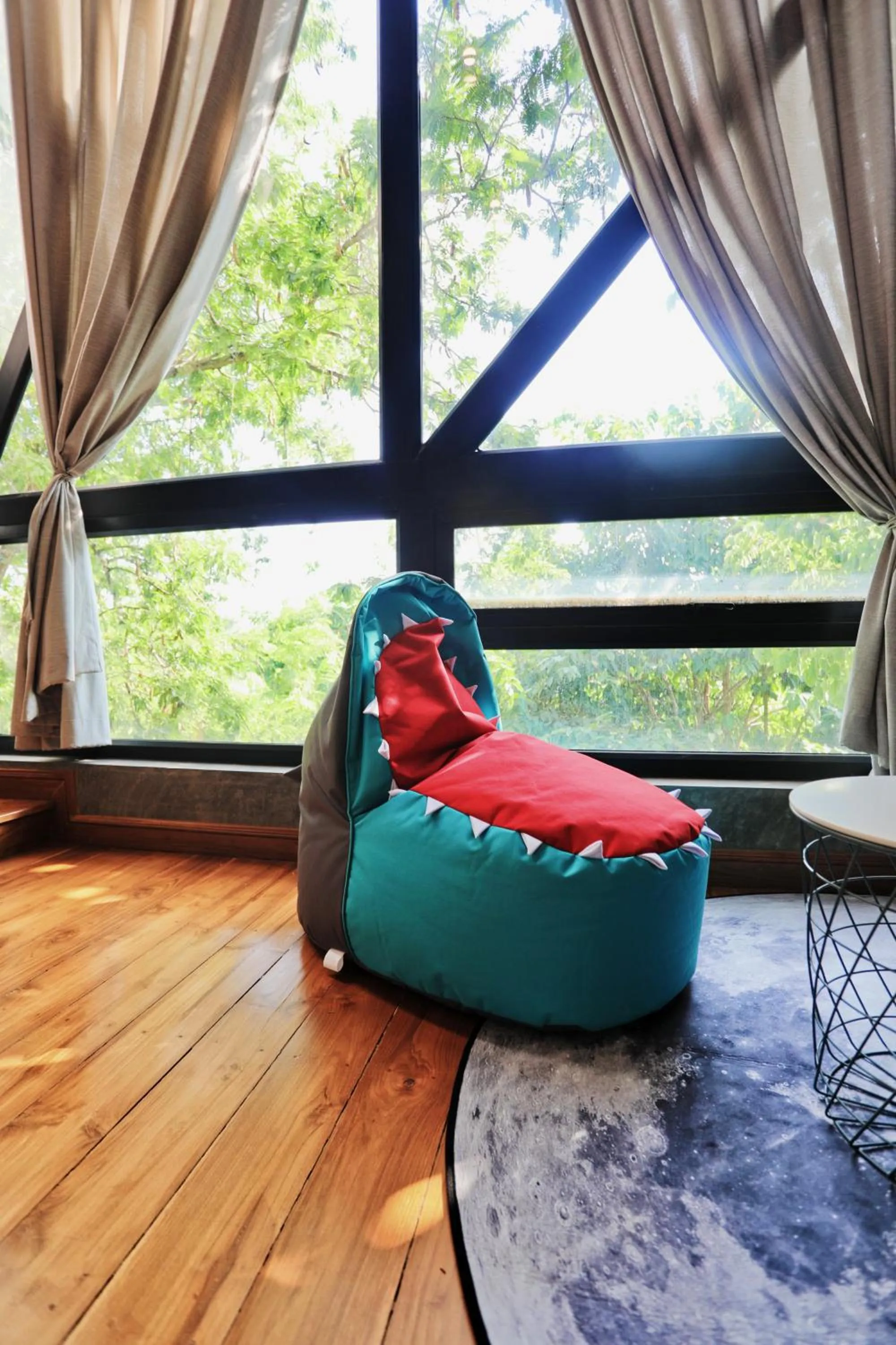 Seating area in Yellow Pillow village