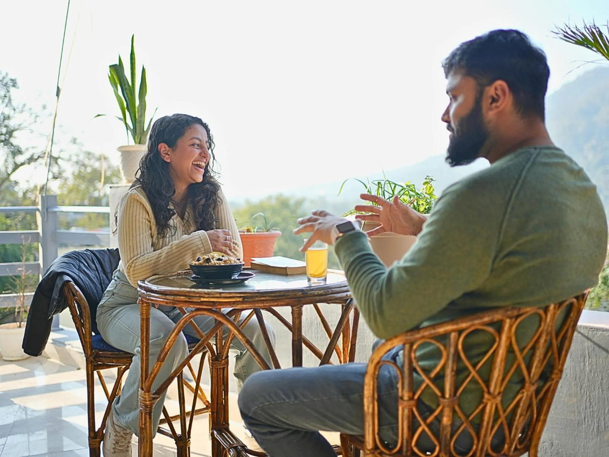 Patio in Skyard Hostel Rishikesh Laxman Jhula