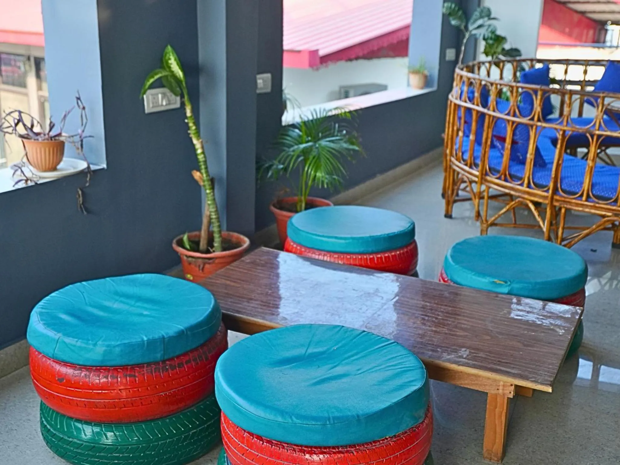 Patio in Skyard Hostel Rishikesh Laxman Jhula