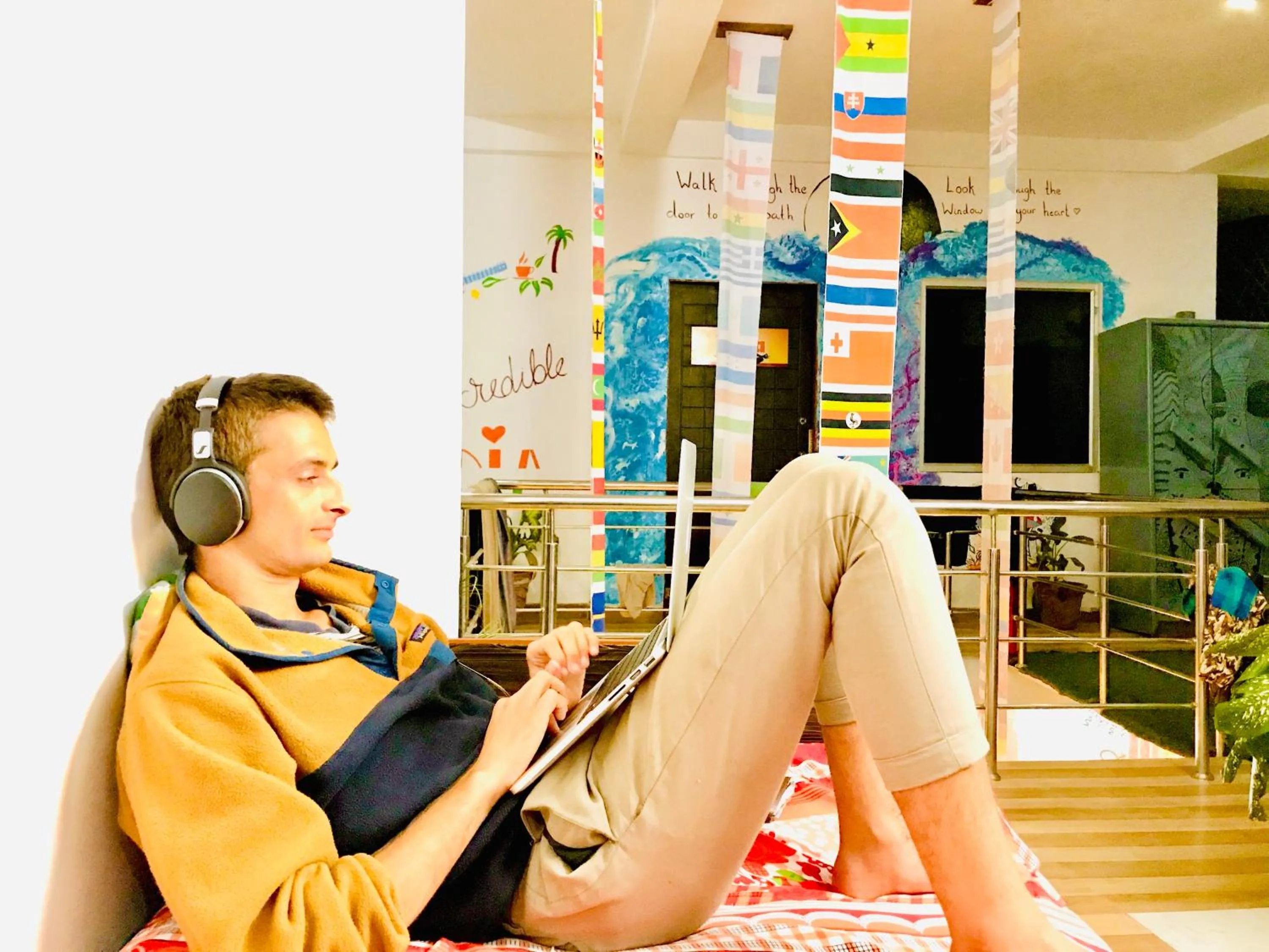 People in Skyard Hostel Rishikesh Laxman Jhula