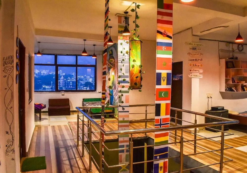 Living room in Skyard Hostel Rishikesh Laxman Jhula