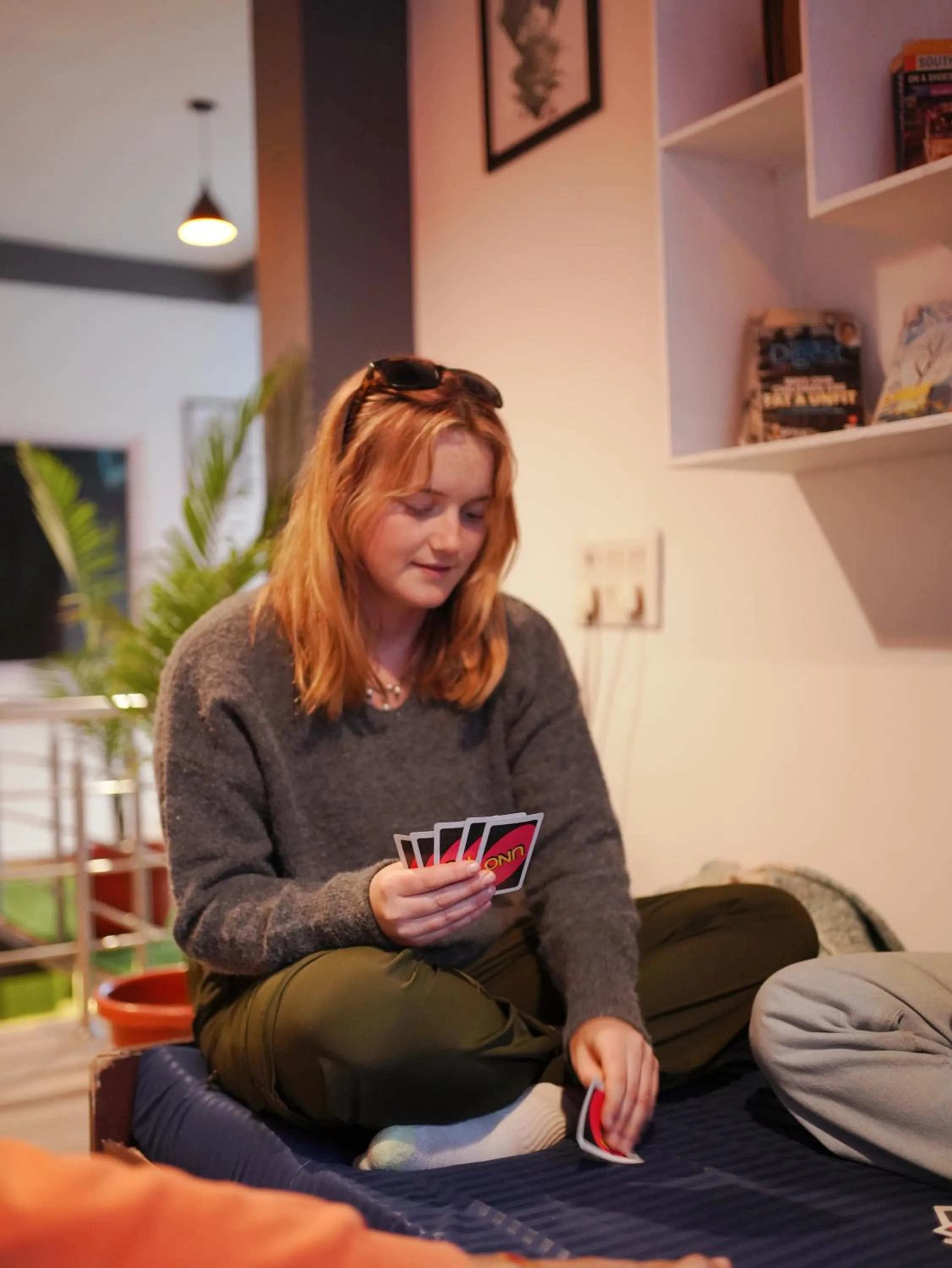Living room in Skyard Hostel Rishikesh Laxman Jhula