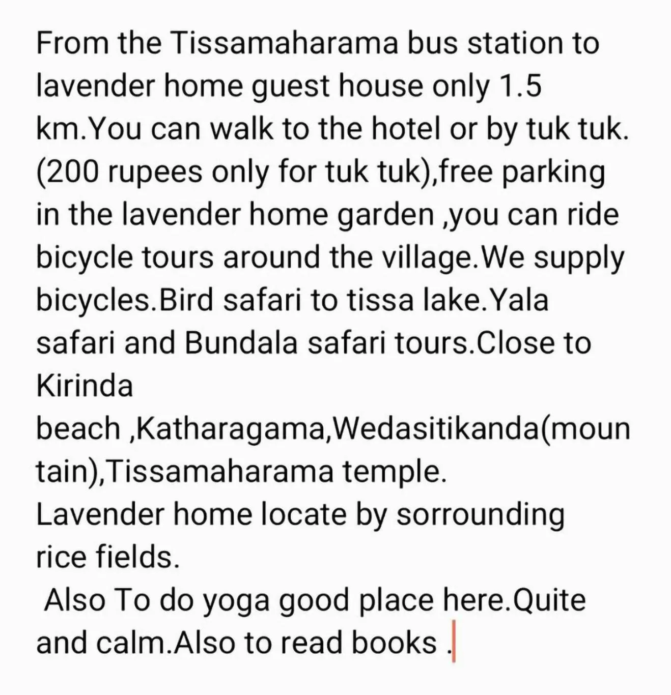 Text overlay in Lavender Home Yala Safari