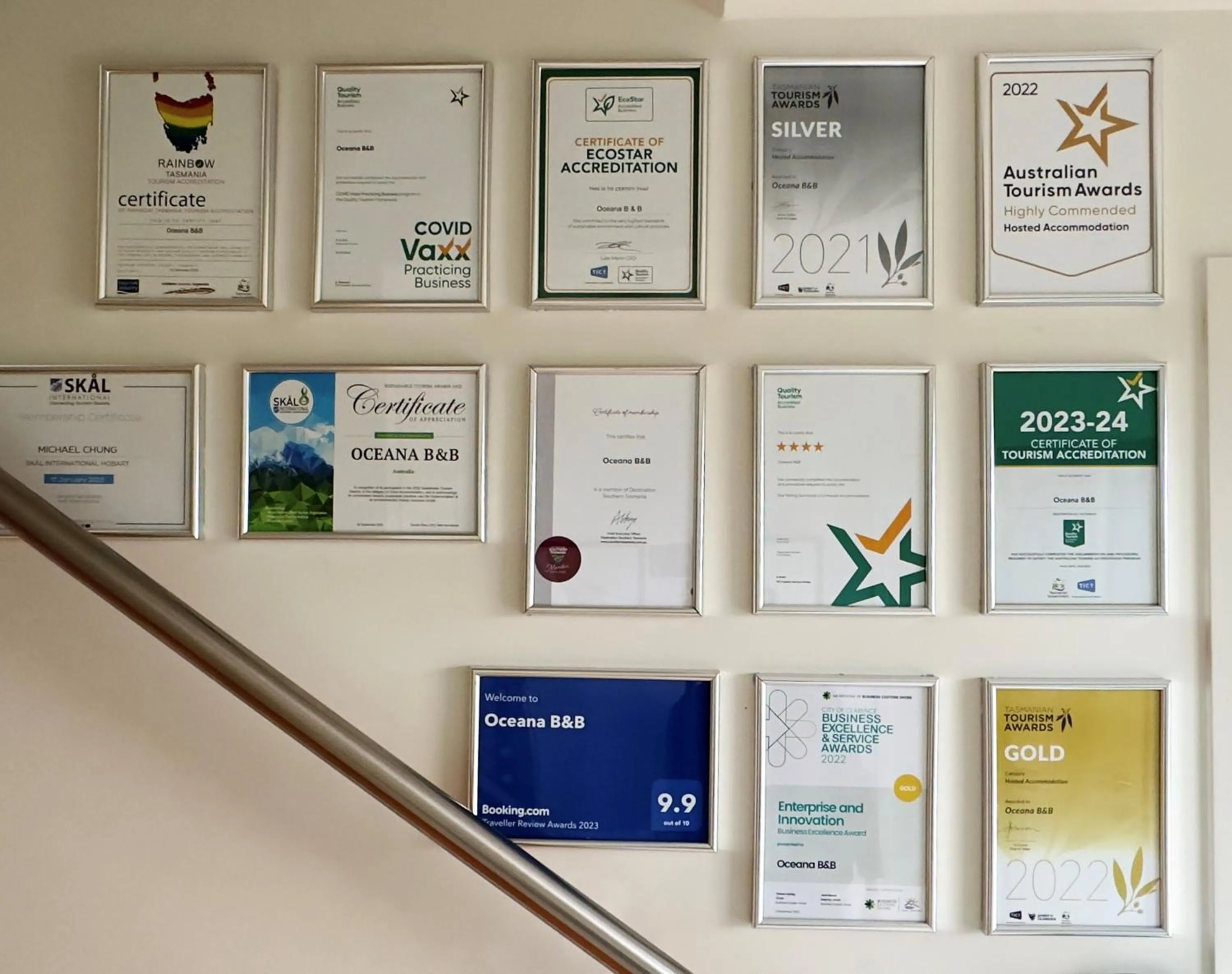 Certificate/Award in Oceana B&B