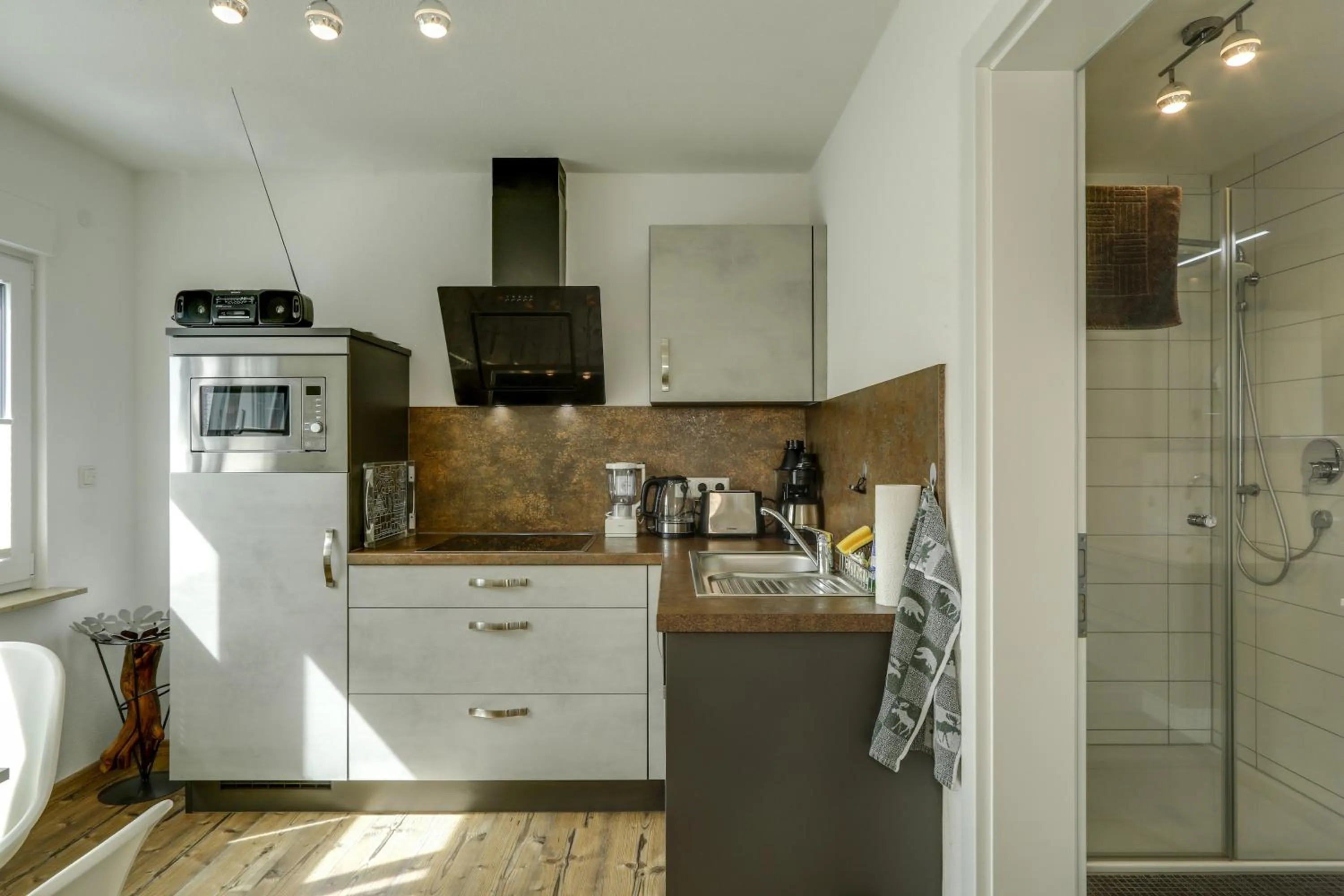 Kitchen or kitchenette in Ferienwohnung Eberle