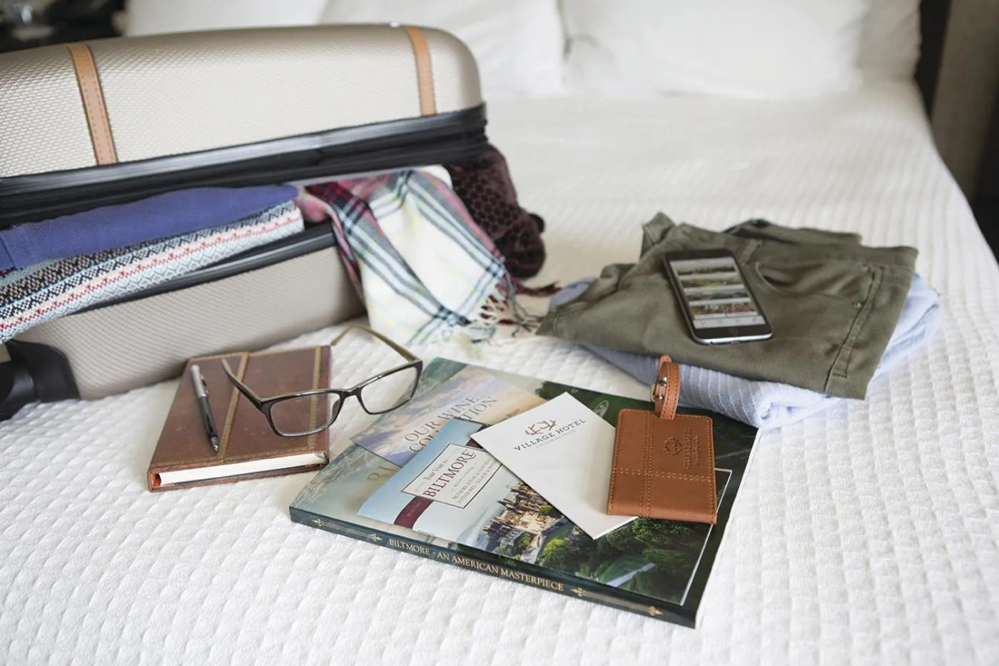 Bed in Village Hotel on Biltmore Estate