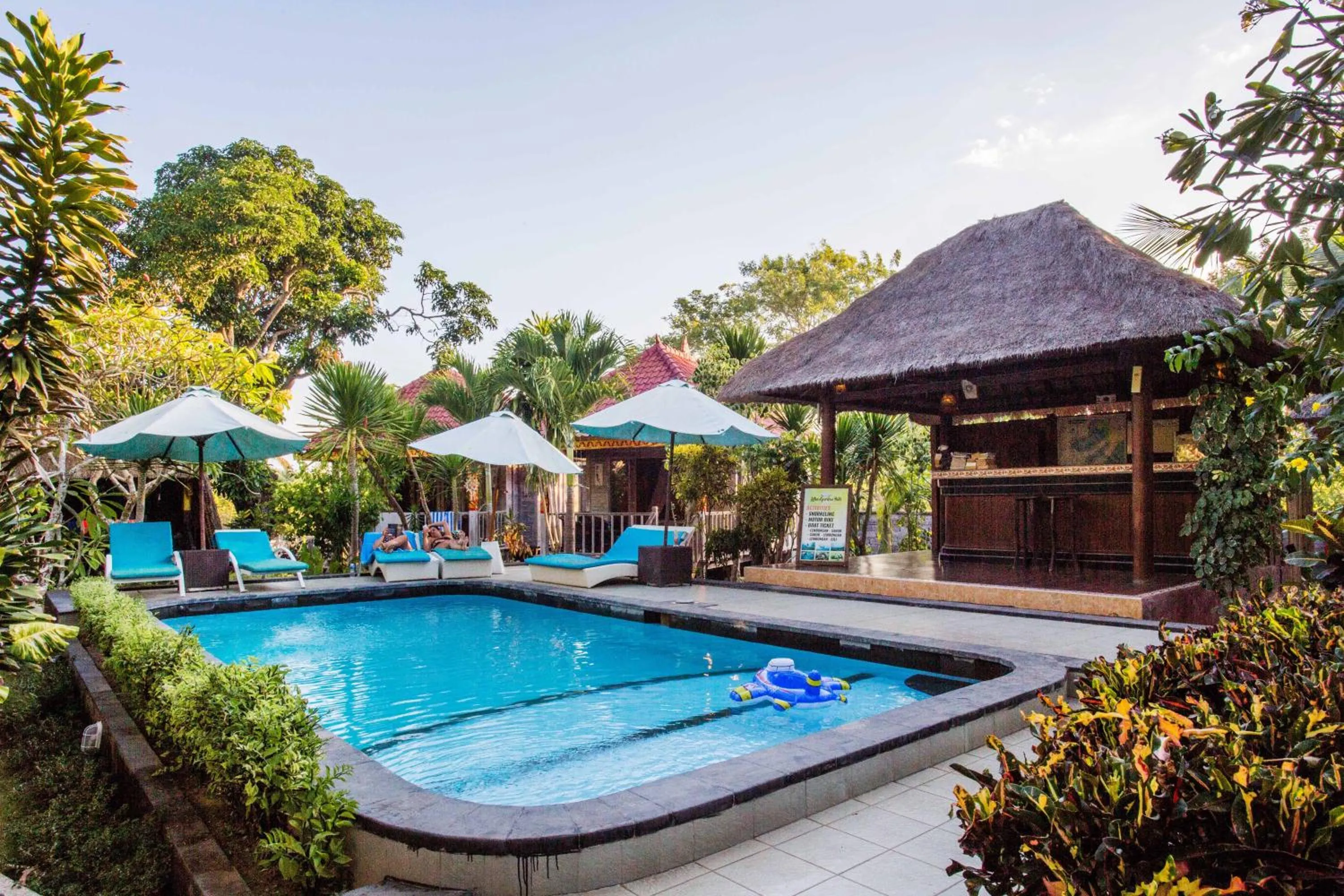 Pool view in Lotus Garden Huts