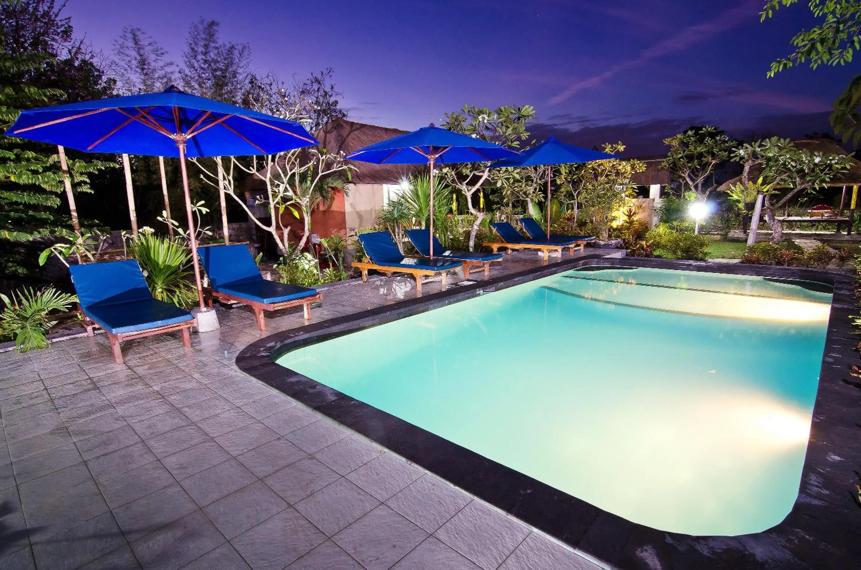 Pool view in Lotus Garden Huts