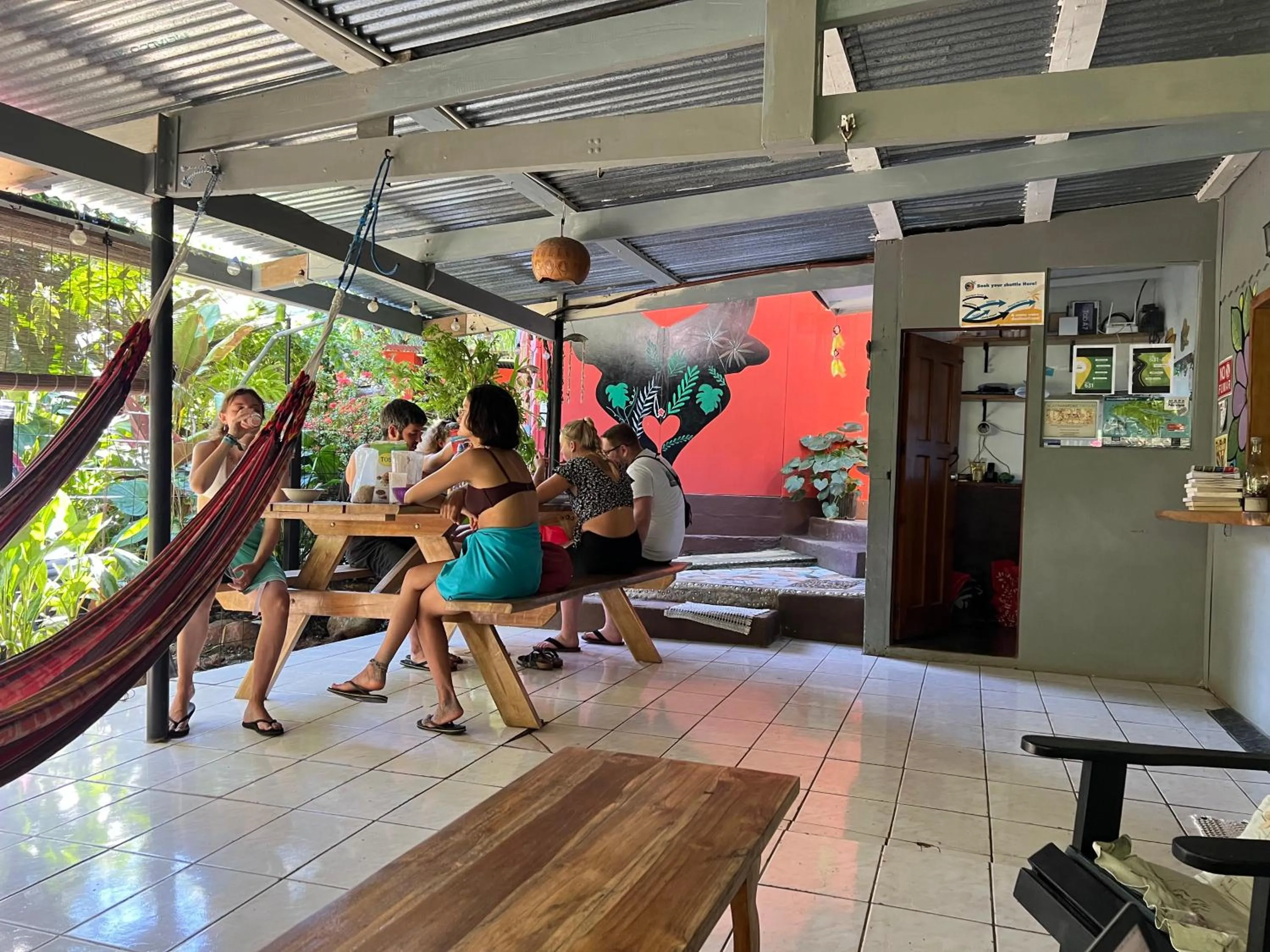Seating area in Pura Vida Hostel