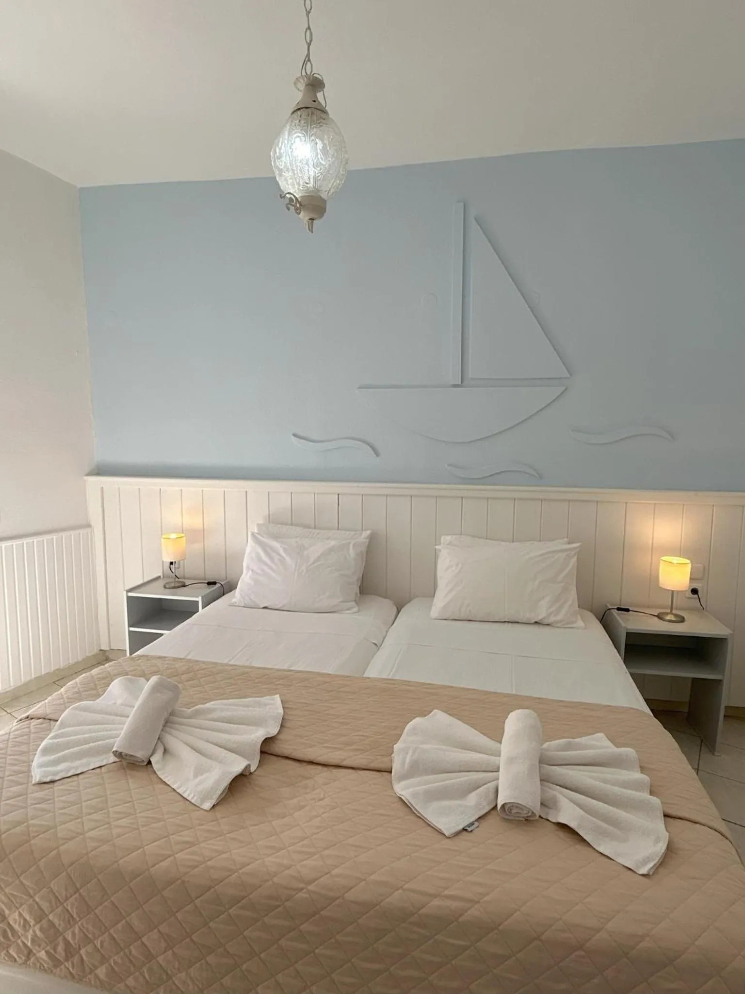 Bed in Naiades Almiros Hotel