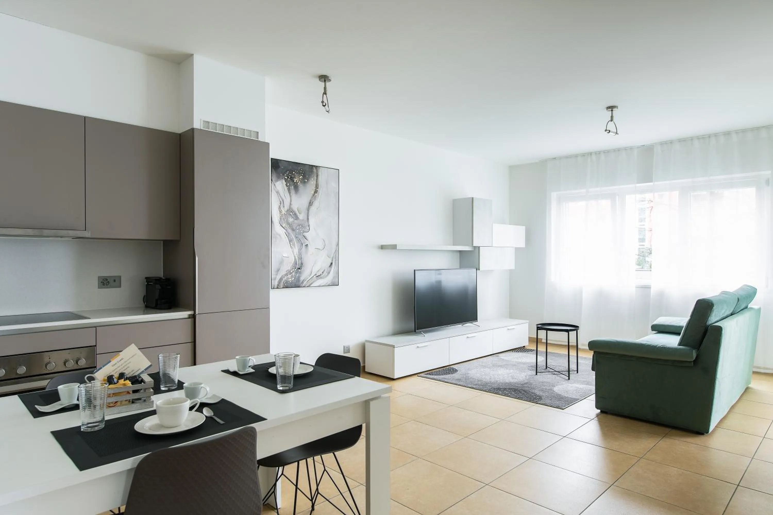 Kitchen or kitchenette in Prestige Apartments by Quokka 360 - spacious flats with terraces