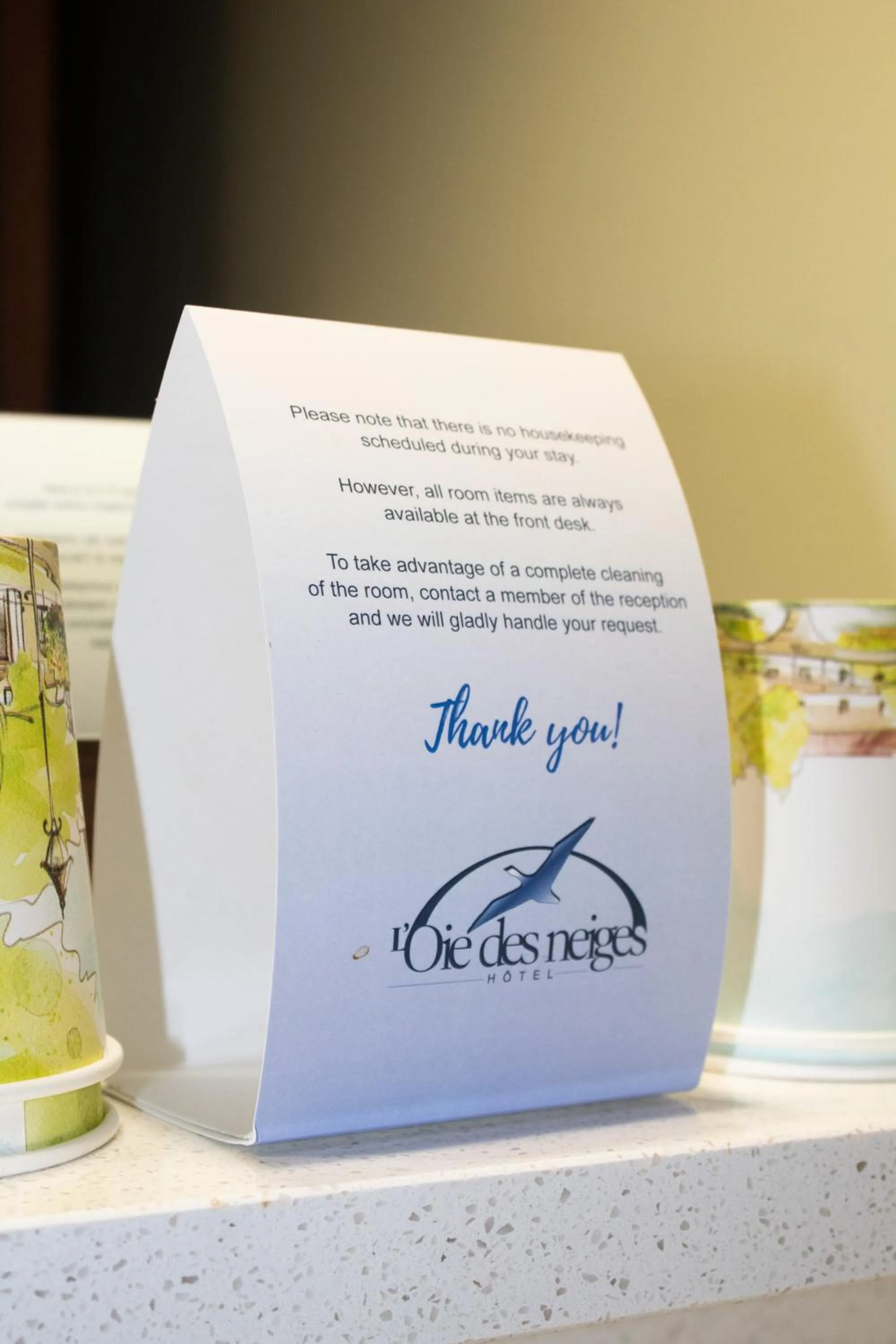 Text overlay in Hotel L'Oie des neiges