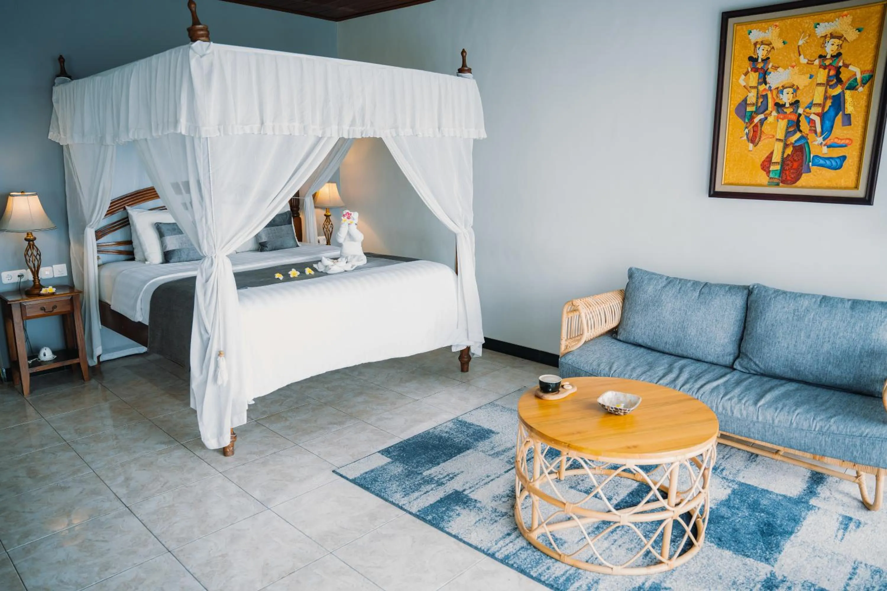 Bed in Puri Wirata Dive Resort and Spa Amed