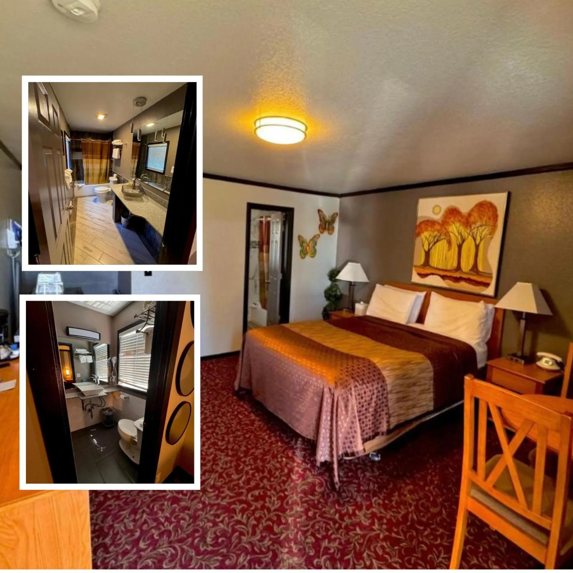 Bathroom, Bed in Cascade Lodge - Central Bend Retreat