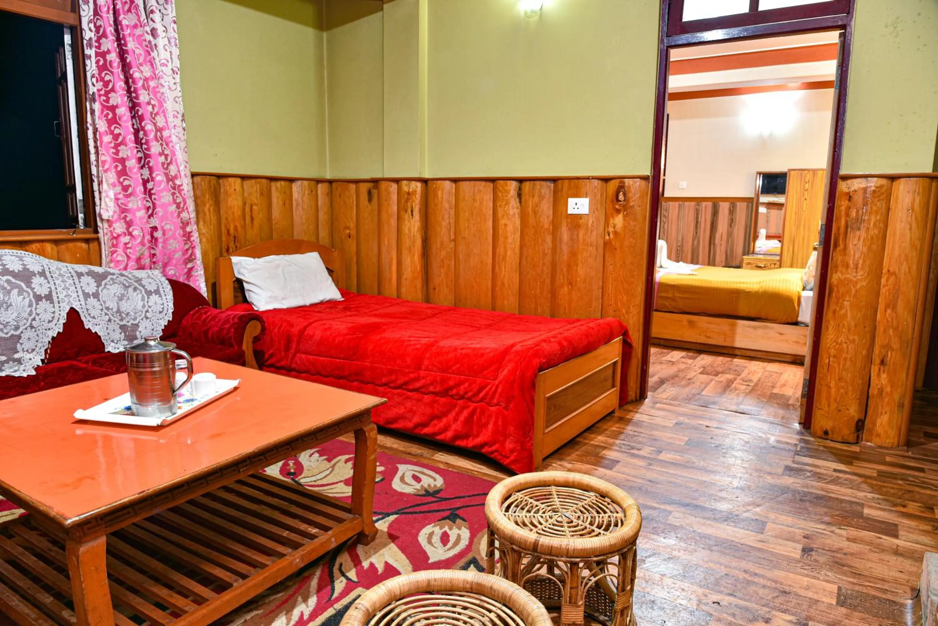 Seating area, Bed in Rufina Blue Pine