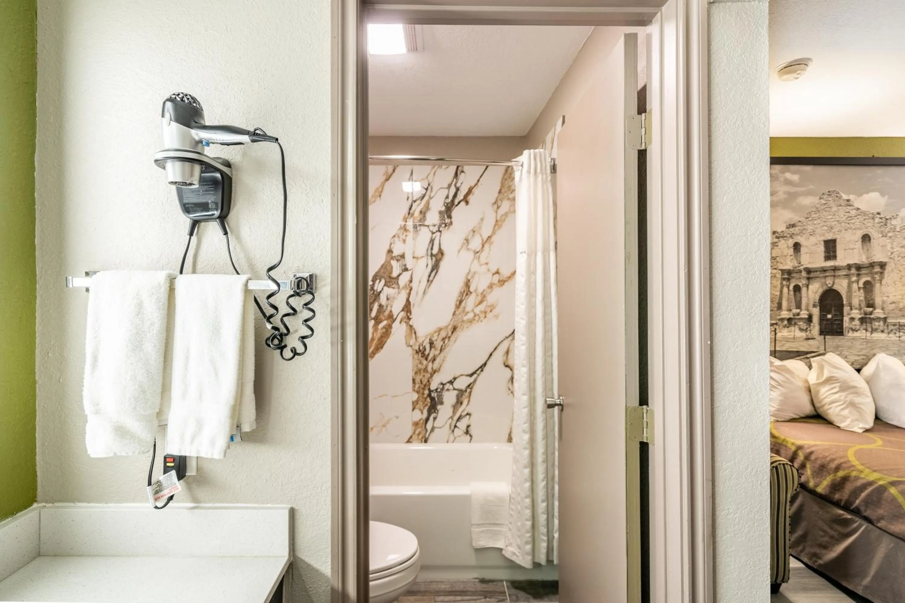 Bathroom in Super 8 by Wyndham San Antonio/Riverwalk Area