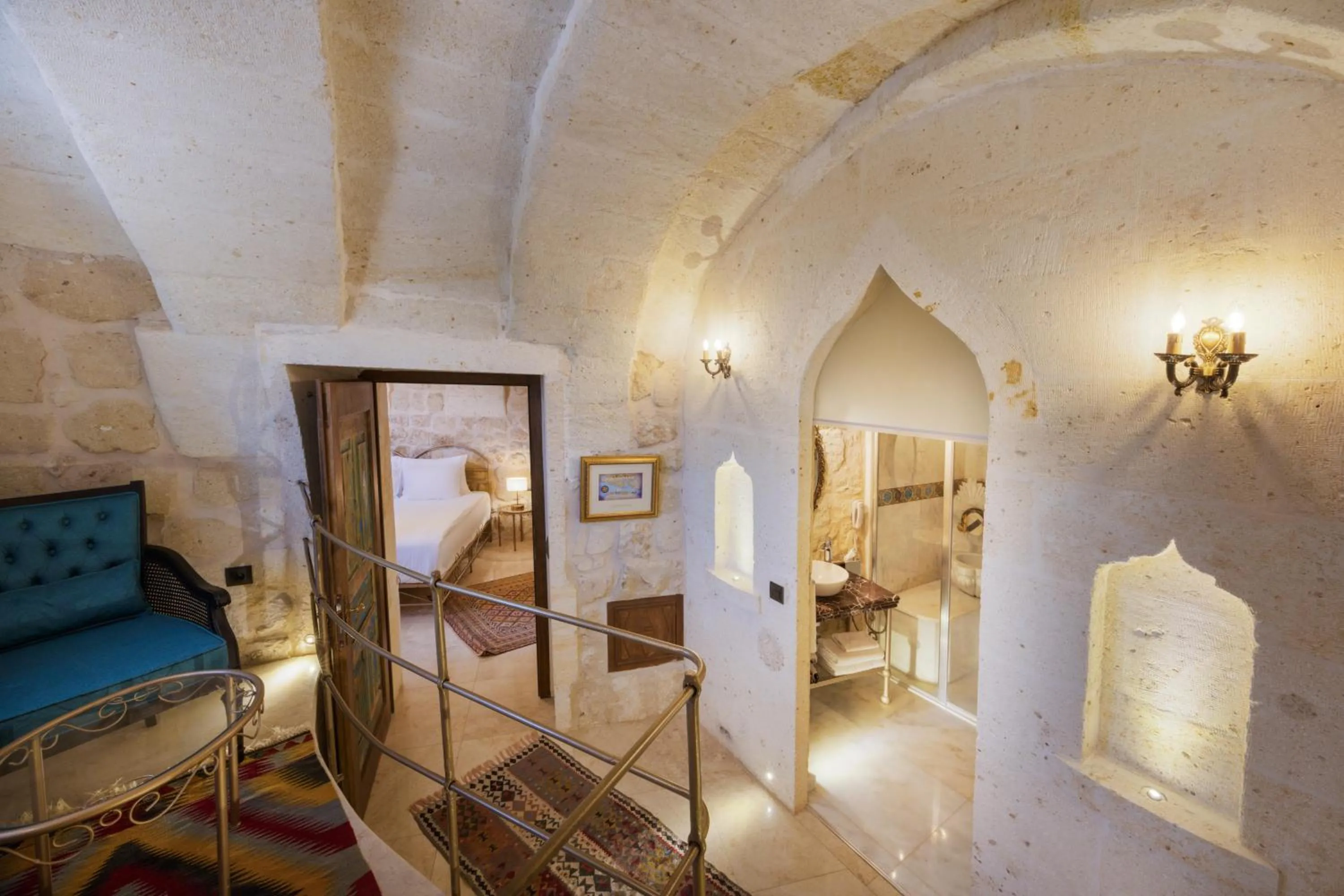 Lobby or reception, Bed in Tafoni Houses Cave Hotel