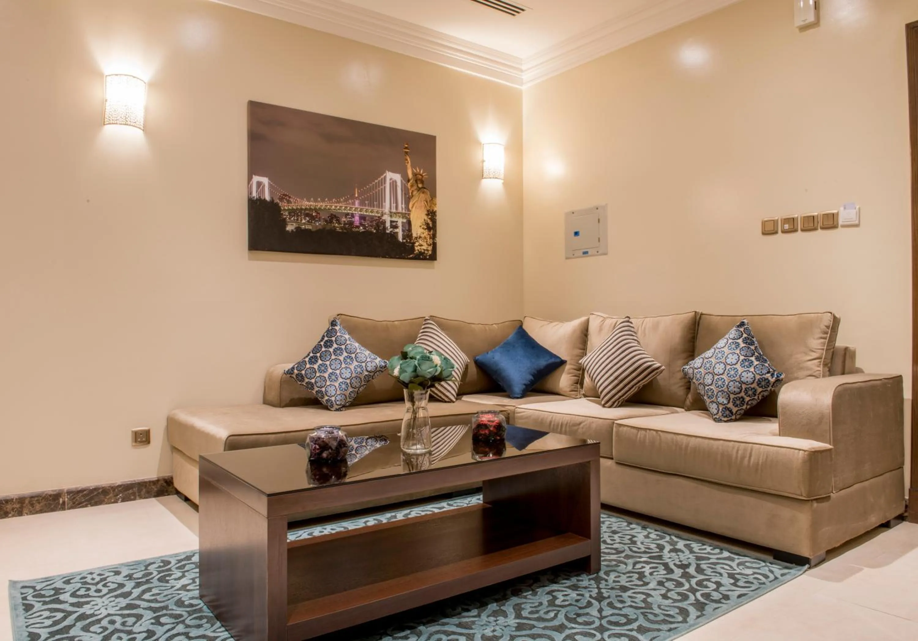 Living room in نورمينا الشرق للشقق المخدومة