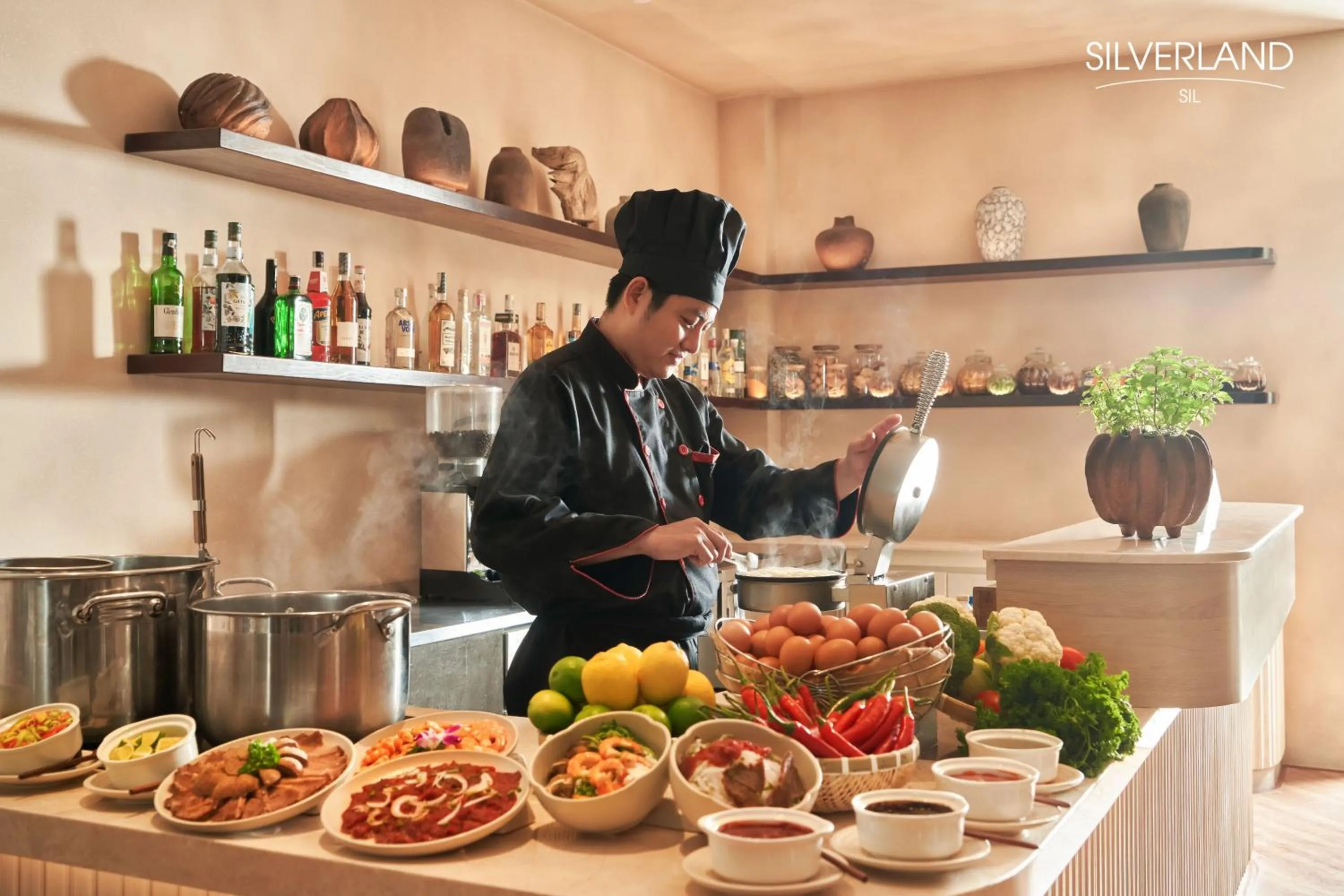Buffet breakfast in Silverland Sil Hotel