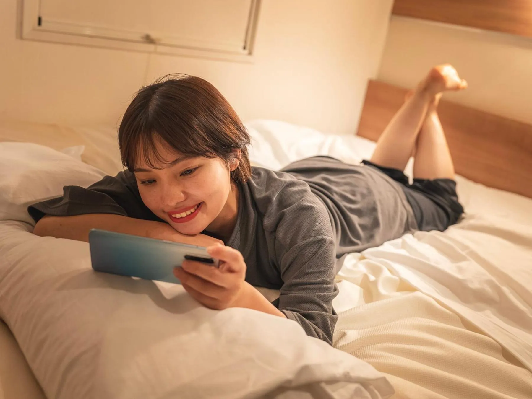 Bed in Super Hotel Kofu Showa Inter